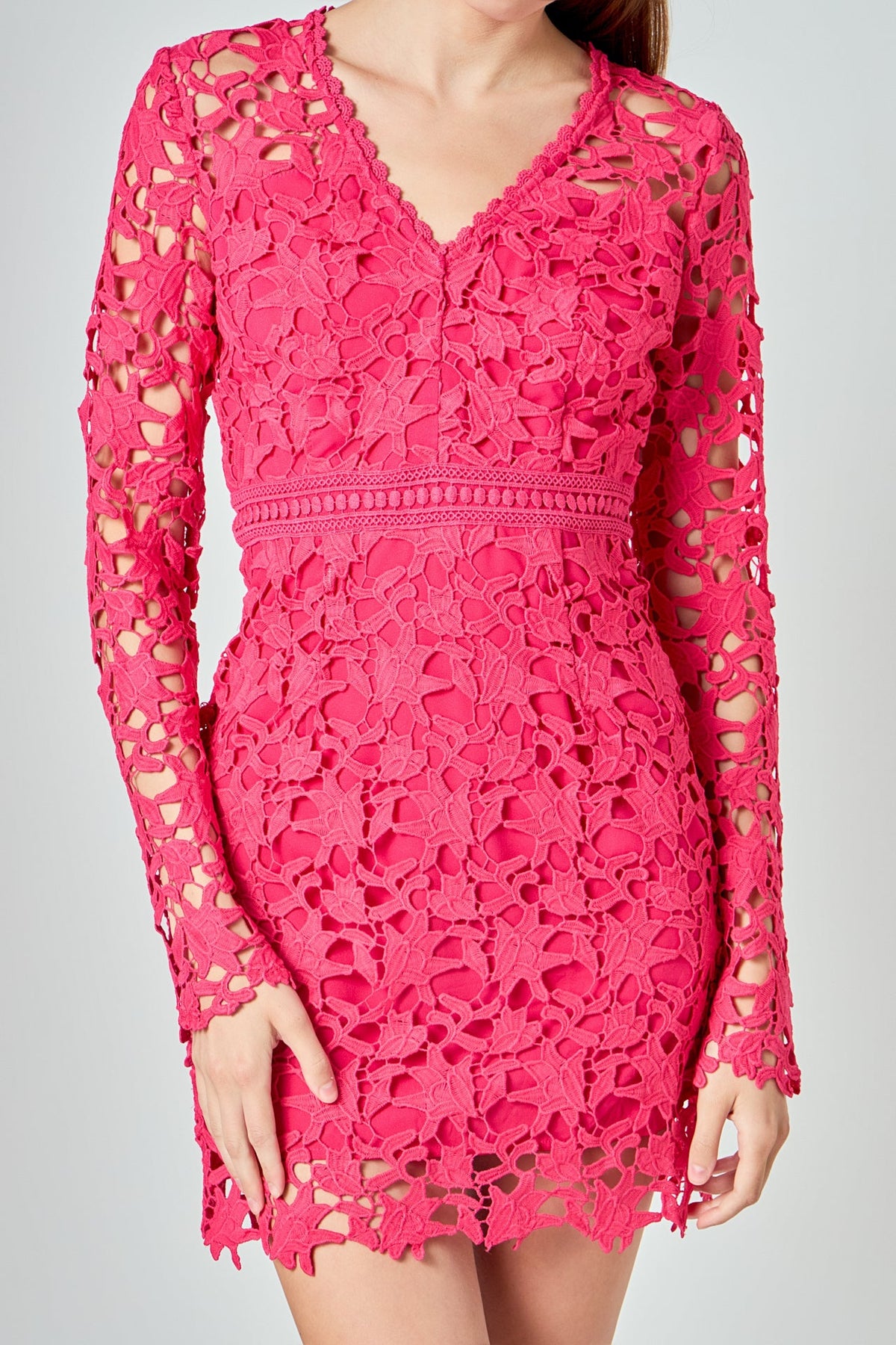 Long Sleeve Lace Mini Dress