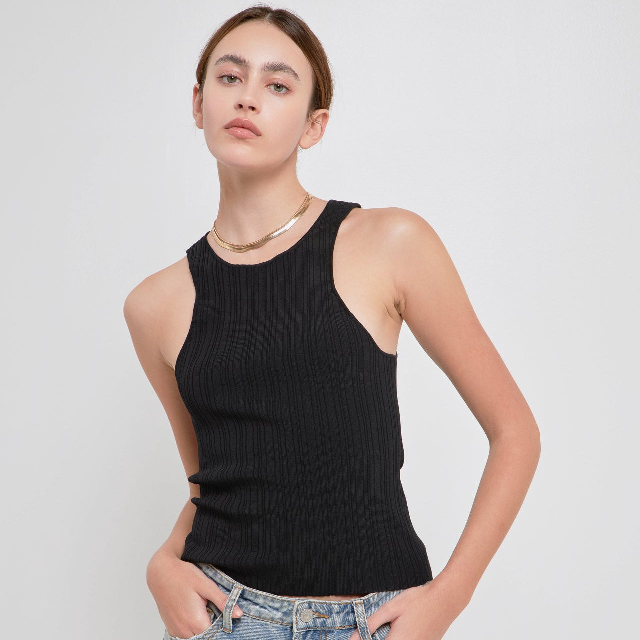 GREY LAB - Ribbed Racer Back Slick Tank - CAMI TOPS & TANK available at Objectrare