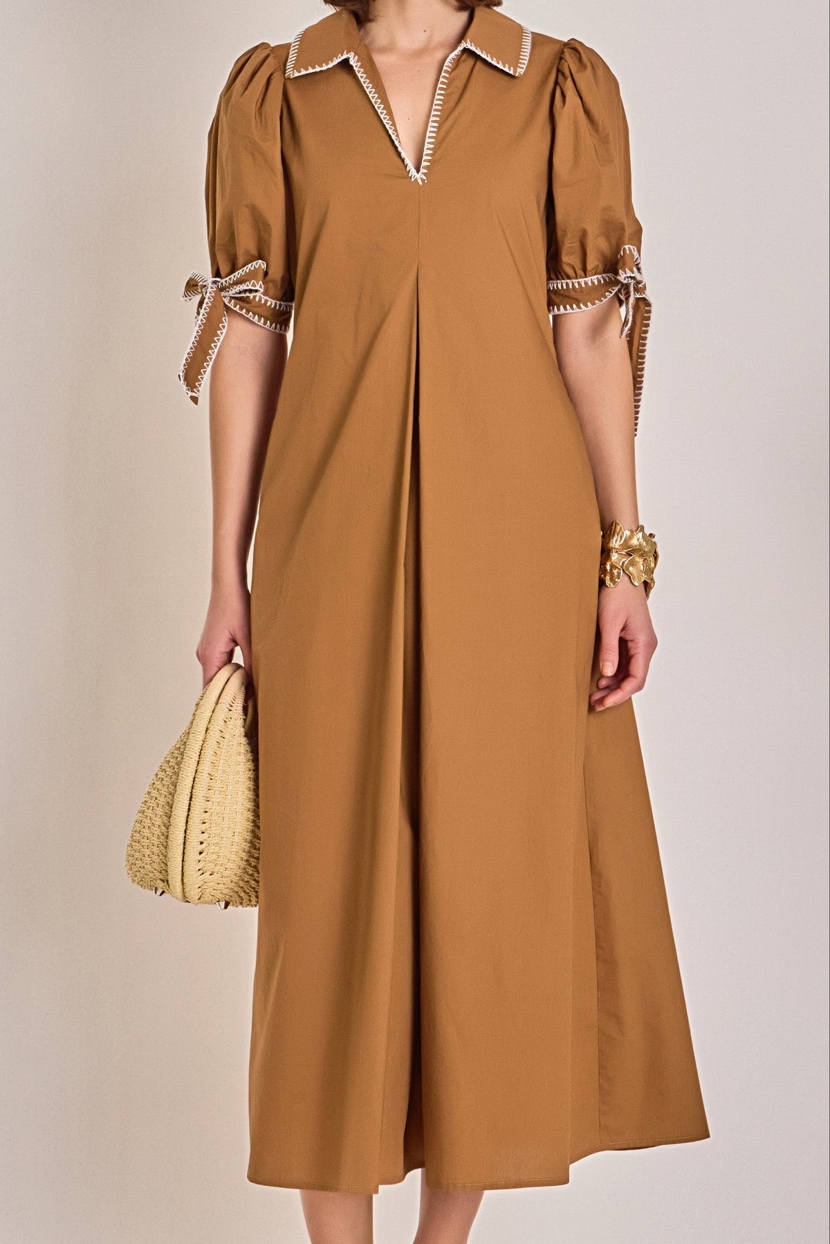 Stitch Detailed Midi Dress