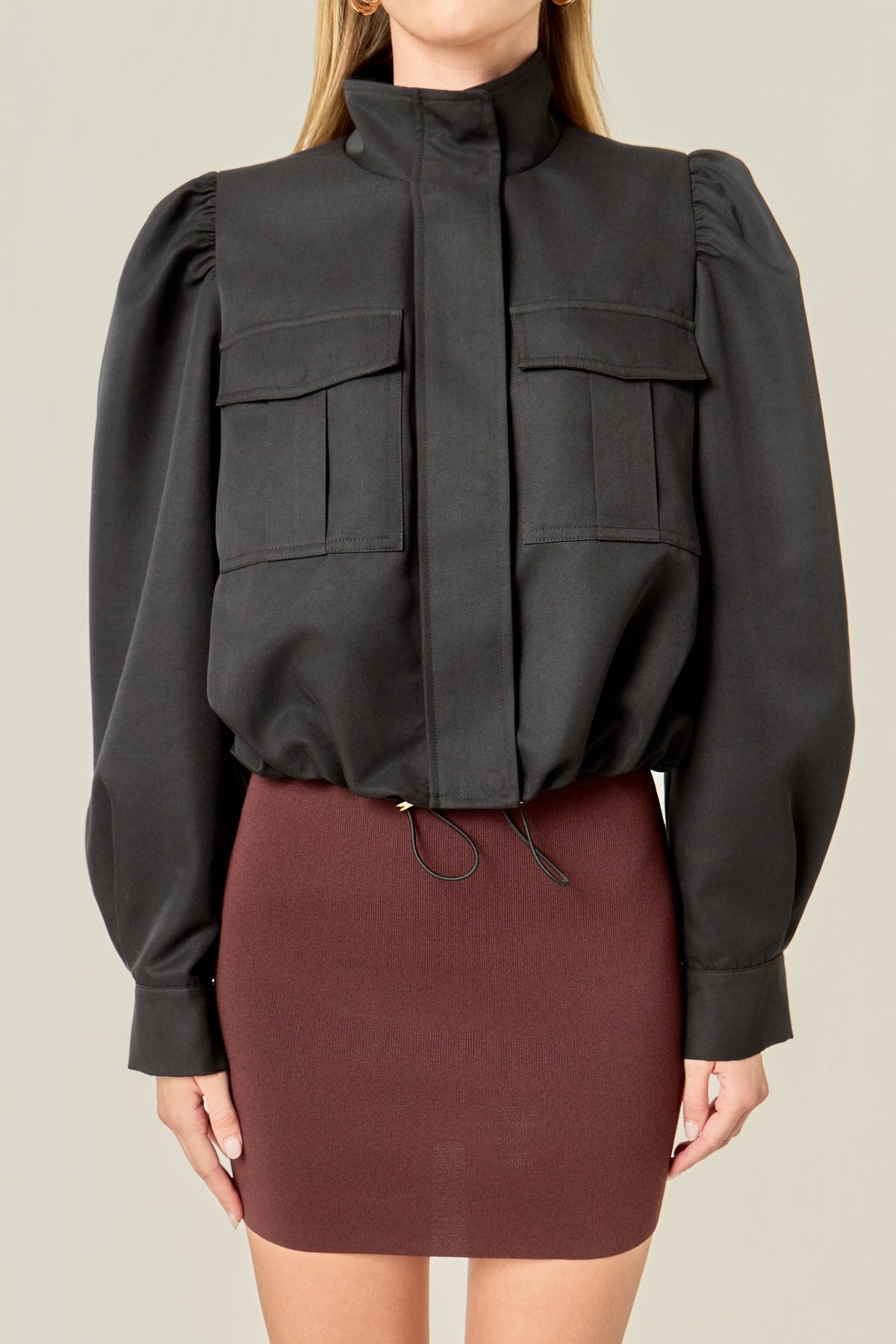 Technical Drawstring Bomber Jacket