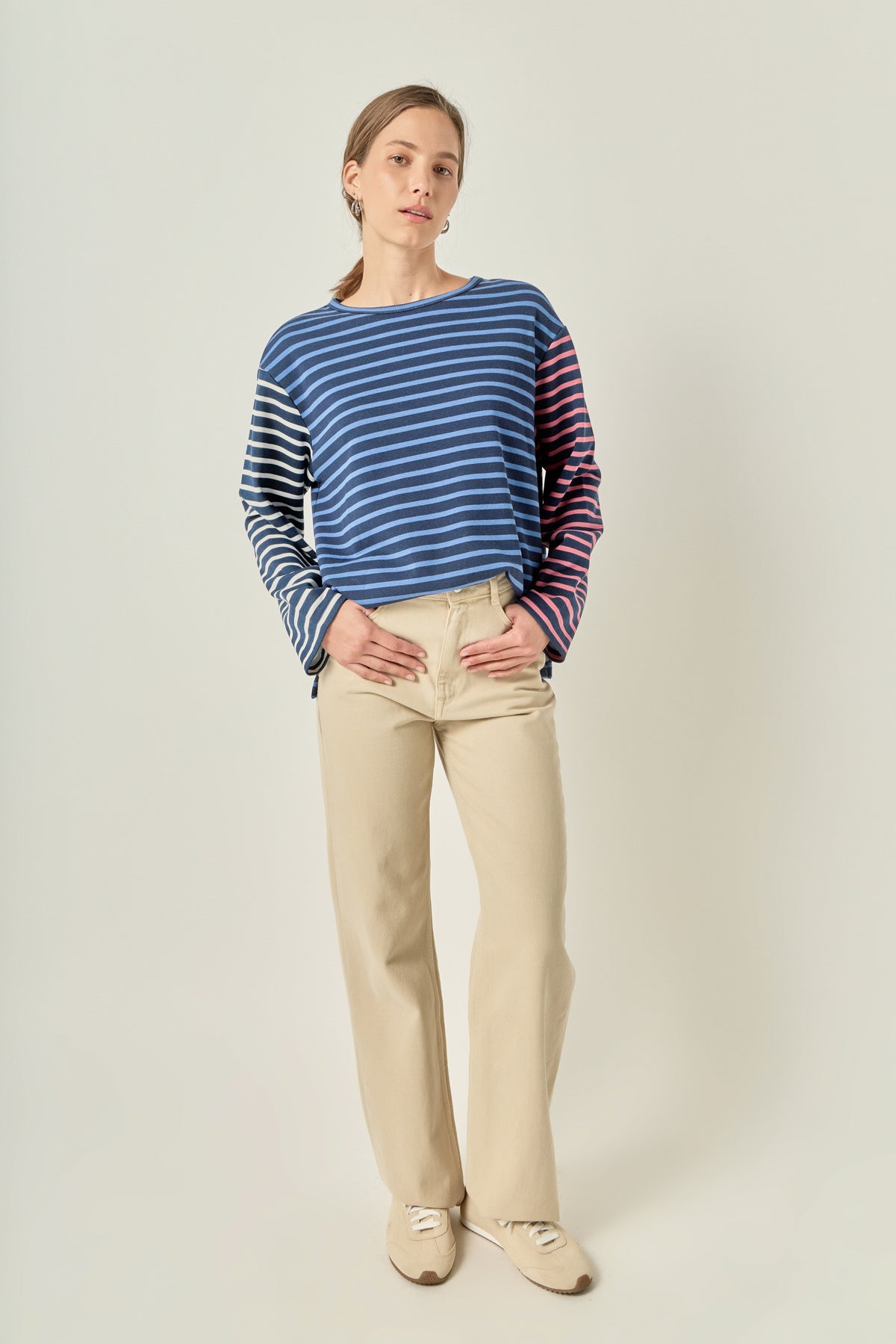 Mixed Stripe Long Sleeve Top