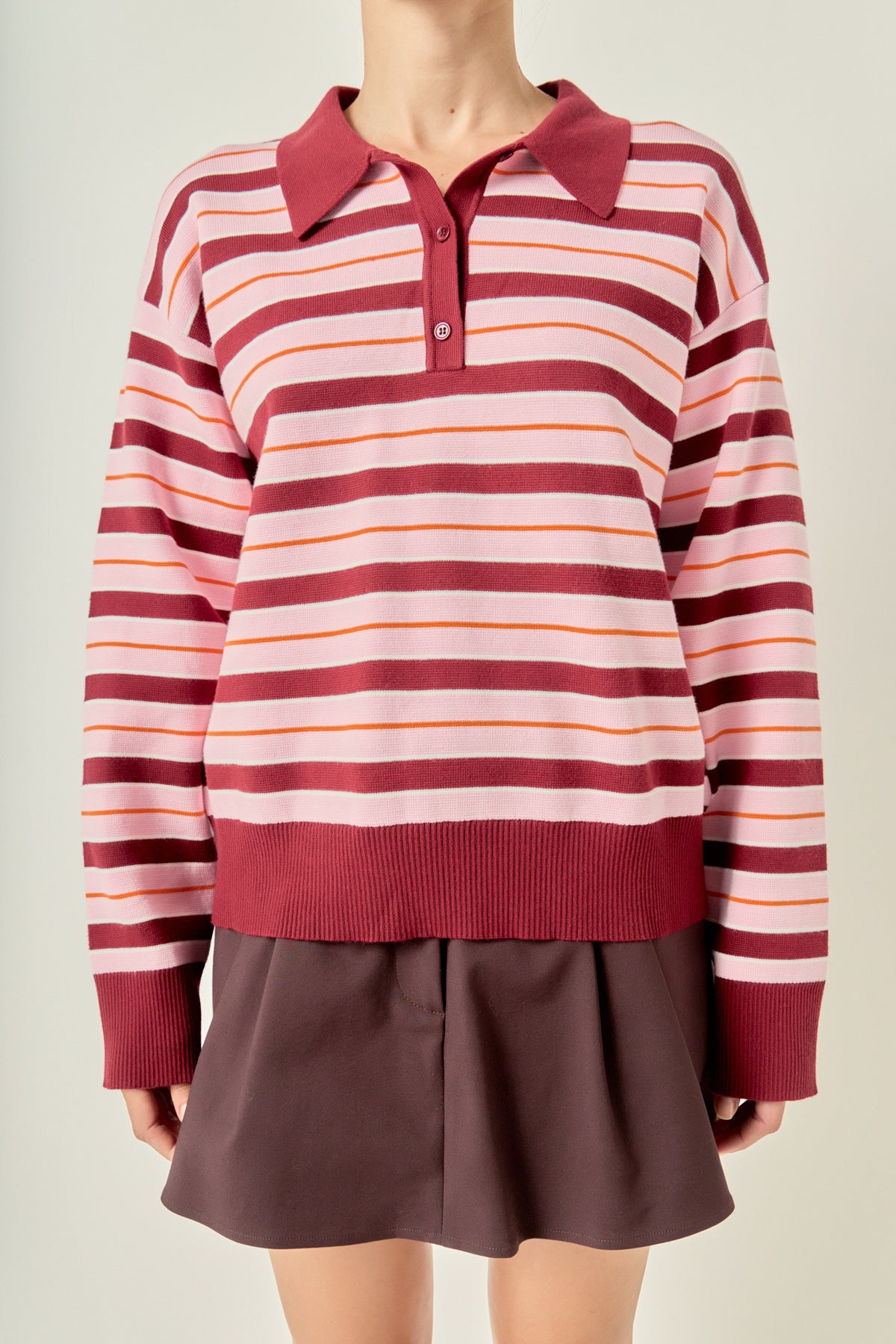 Striped Polo Knit Sweater