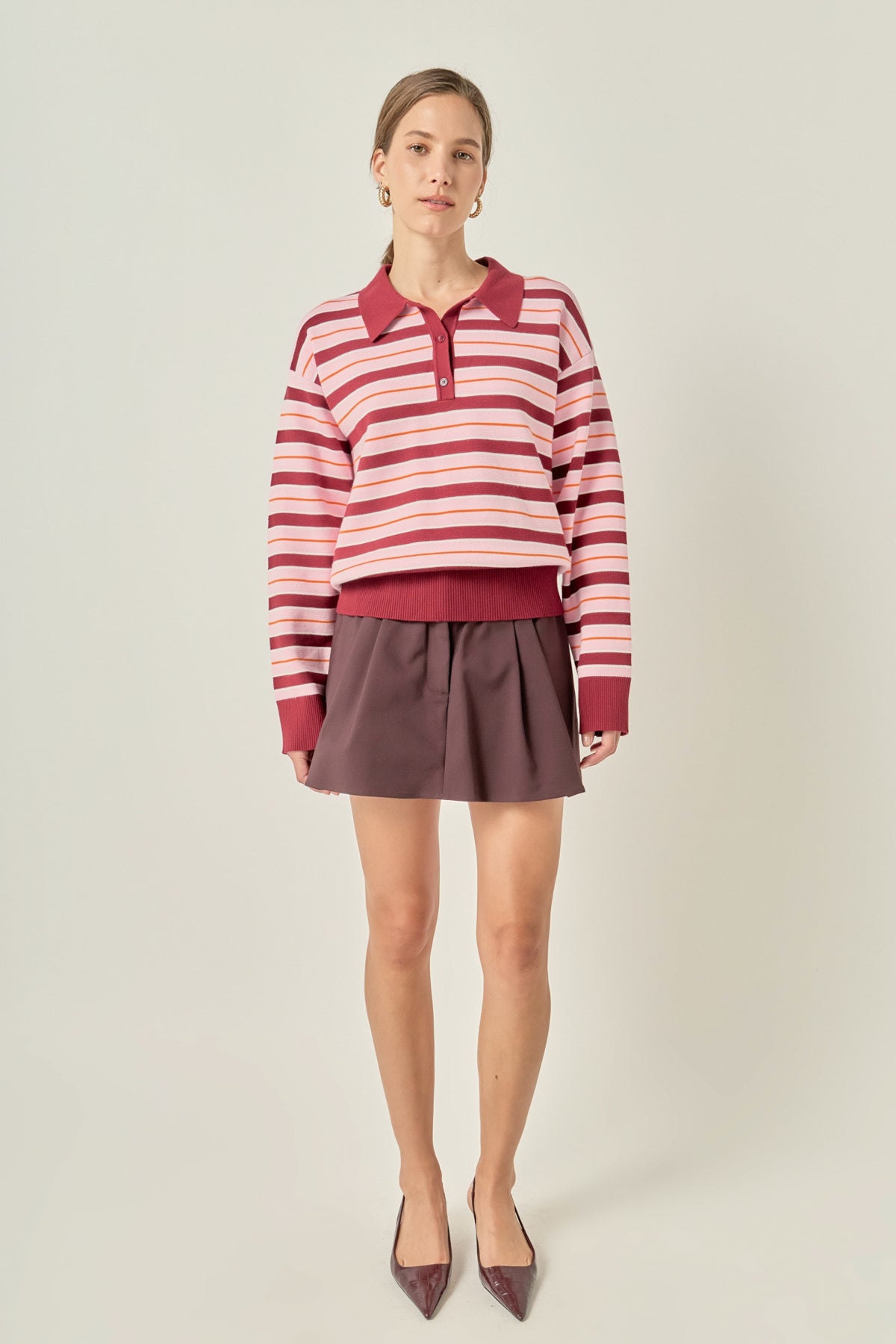 Striped Polo Knit Sweater