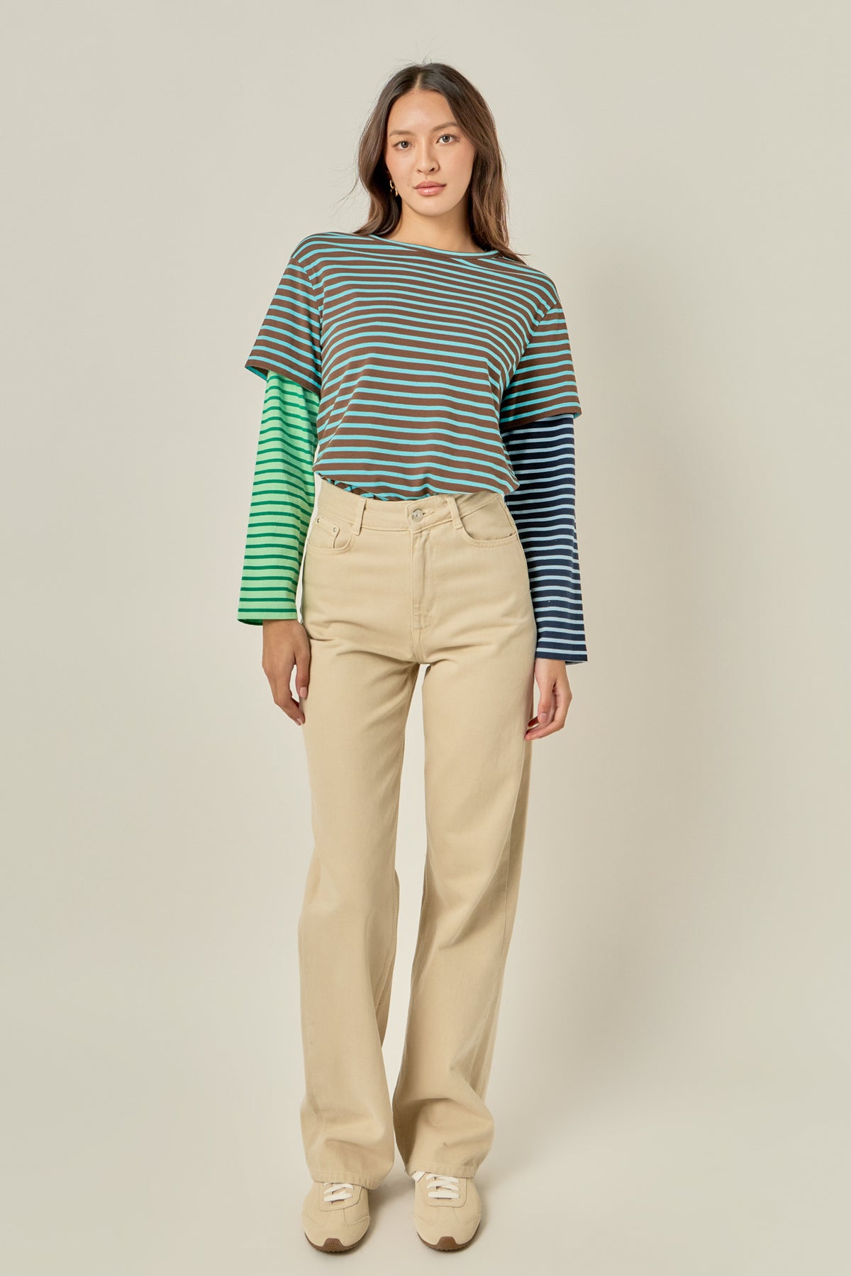 Layered Stripe Crewneck Top
