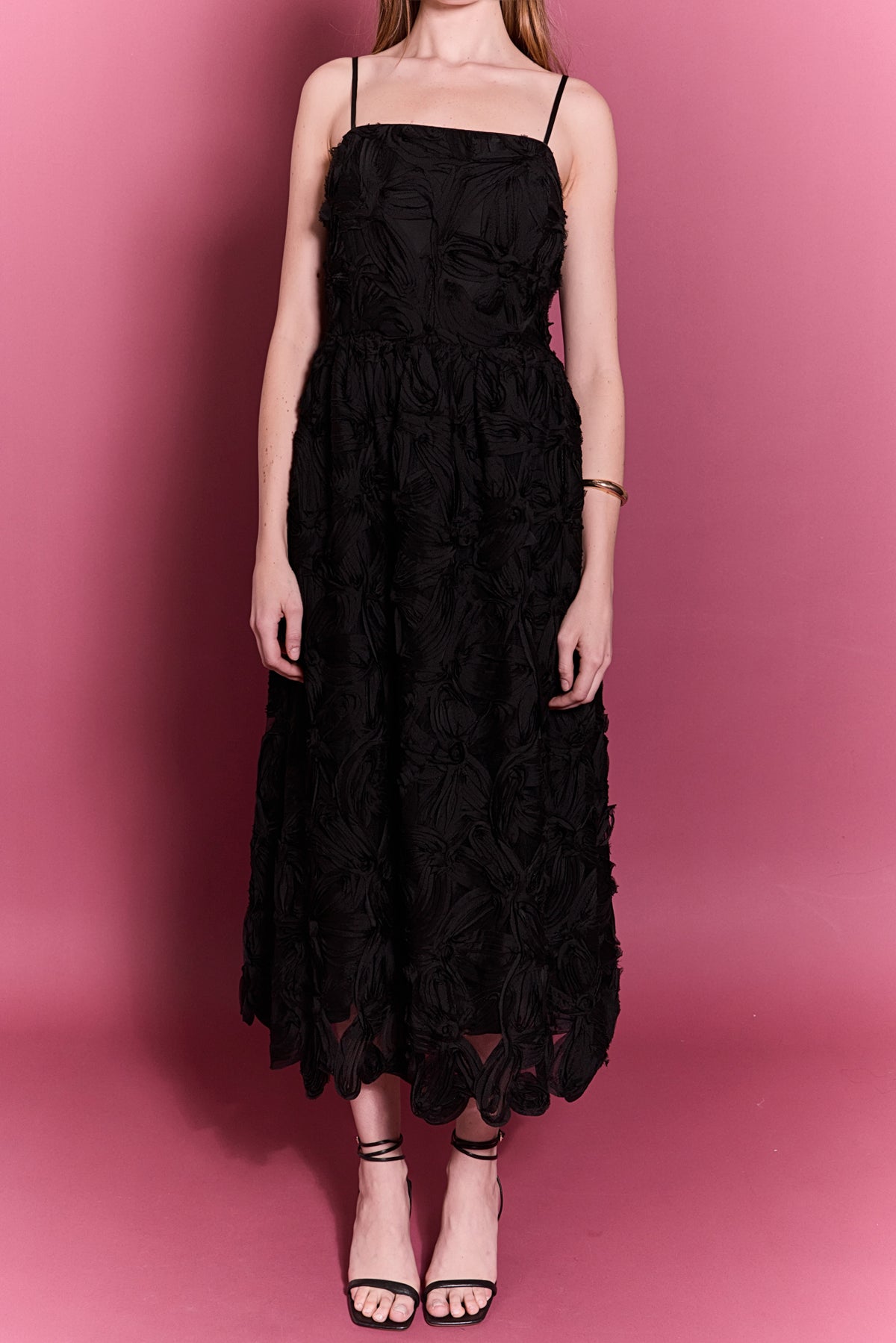 Flower Embellished Midi Dress