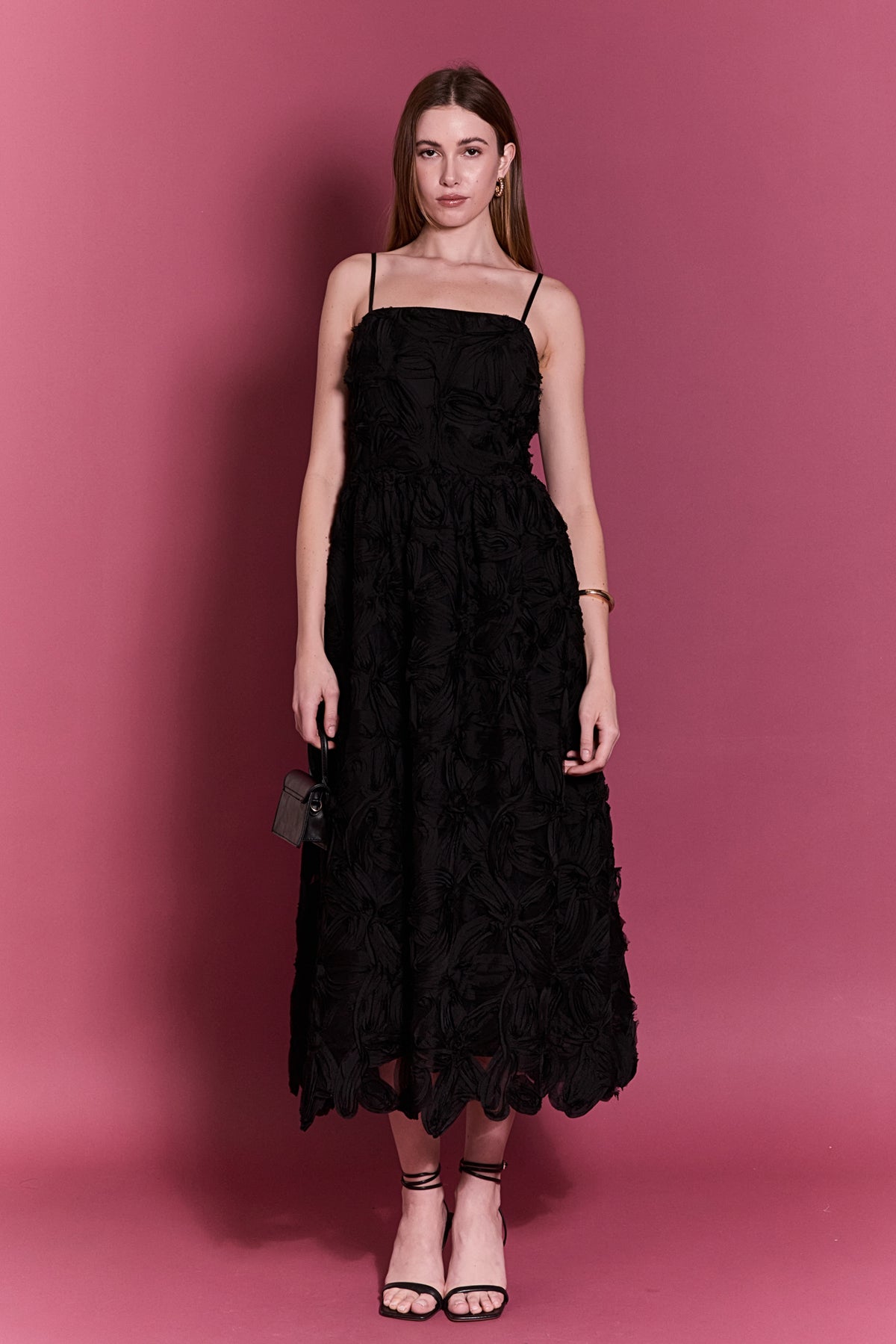 Flower Embellished Midi Dress