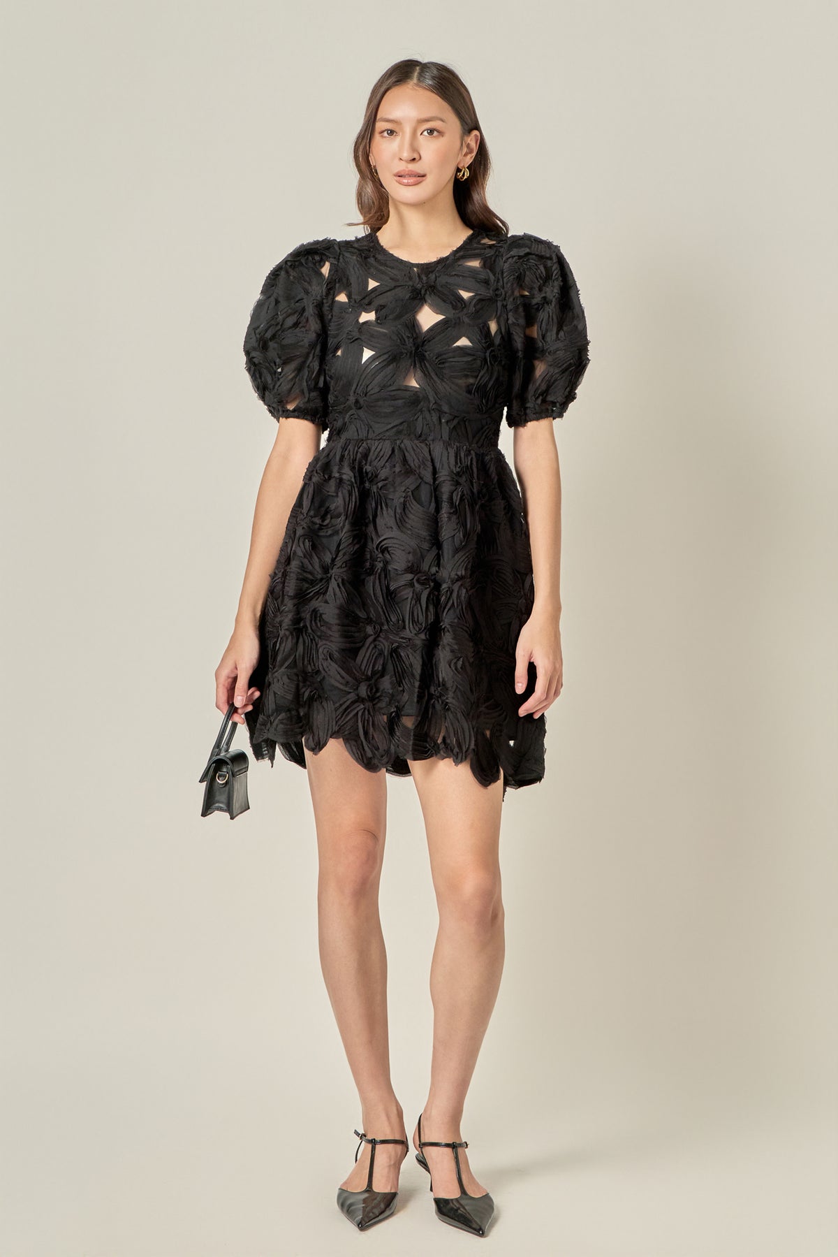 Flower Embellished Mini Dress