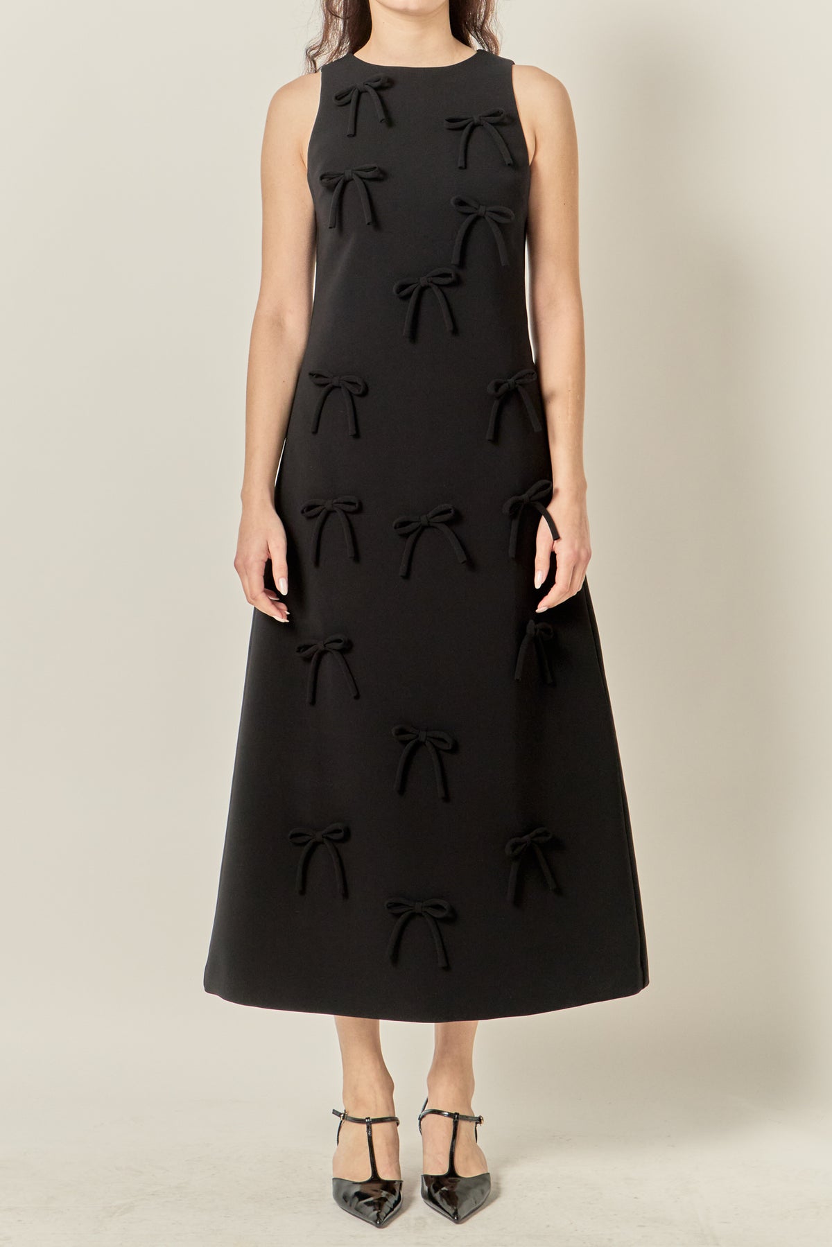 Bow Detailed Sleeveless Midi Dress