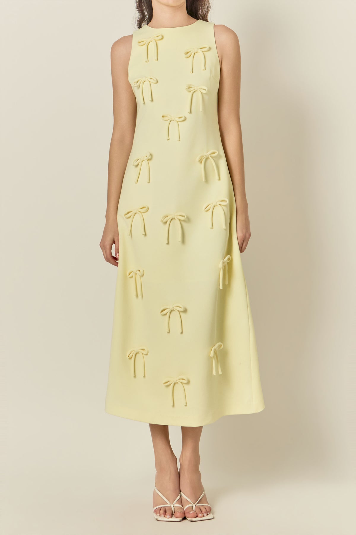 Bow Detailed Sleeveless Midi Dress