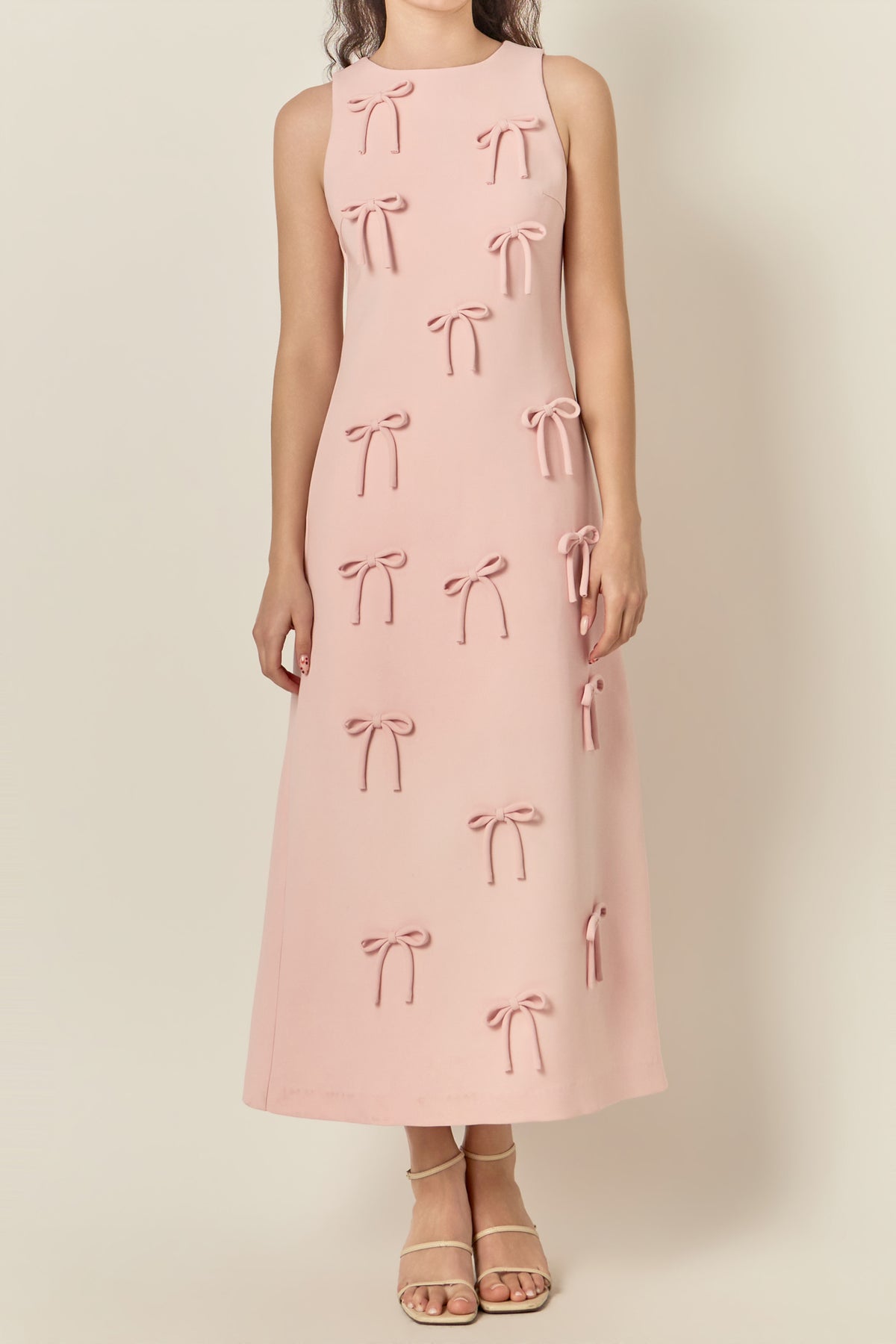 Bow Detailed Sleeveless Midi Dress