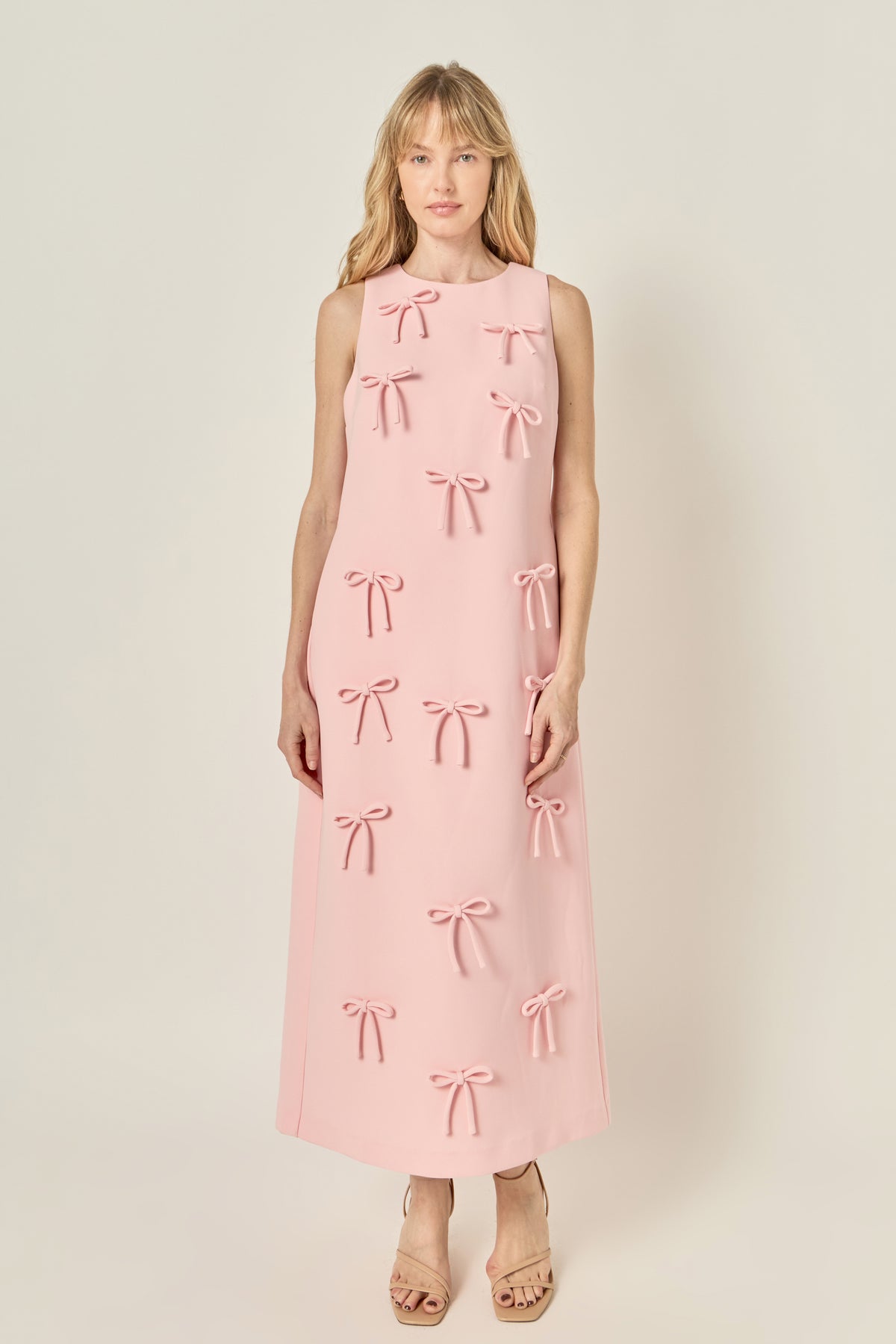 Bow Detailed Sleeveless Midi Dress