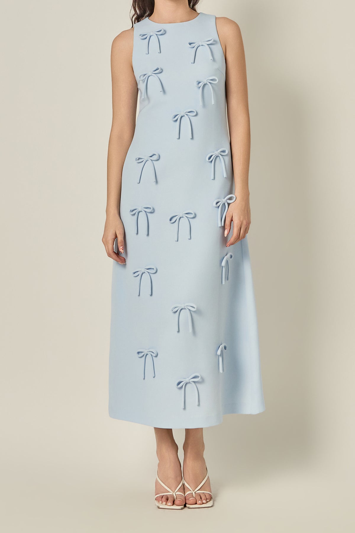 Bow Detailed Sleeveless Midi Dress