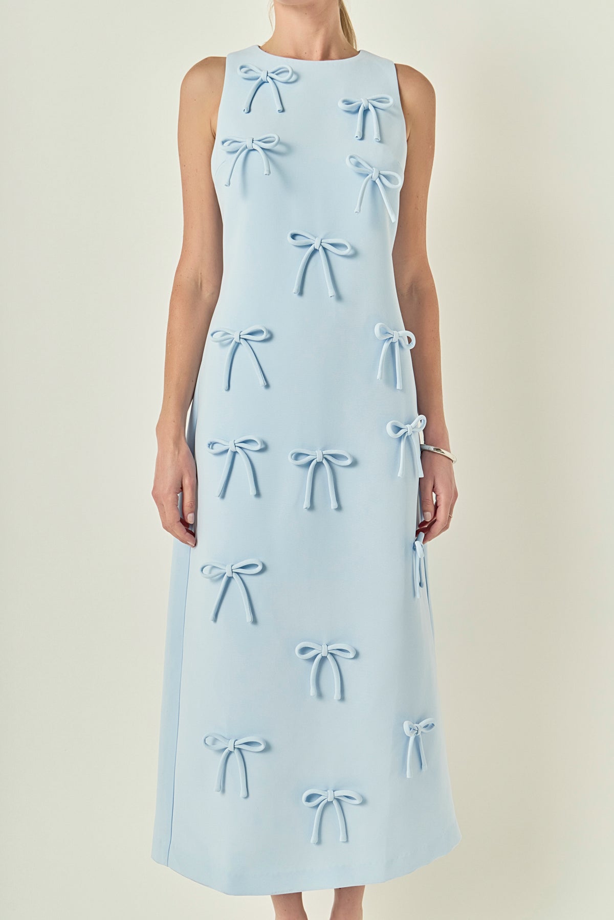 Bow Detailed Sleeveless Midi Dress