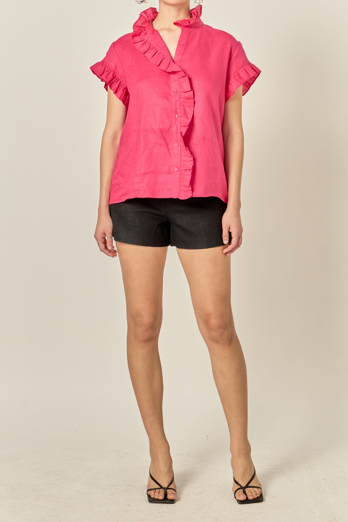 Linen Ruffle Shirt