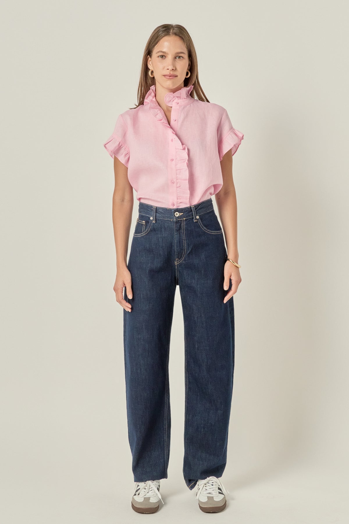 Linen Ruffle Shirt