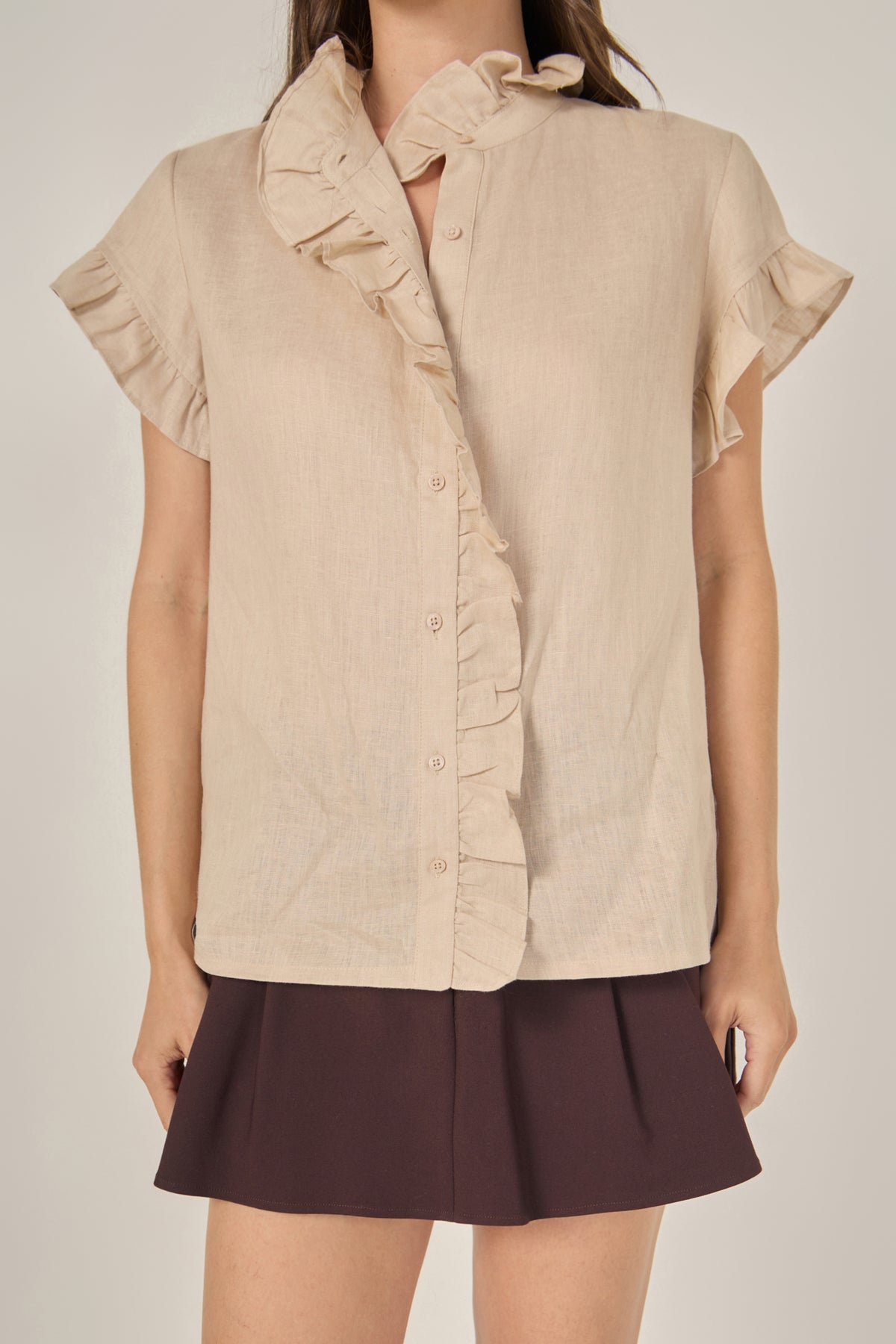Linen Ruffle Shirt