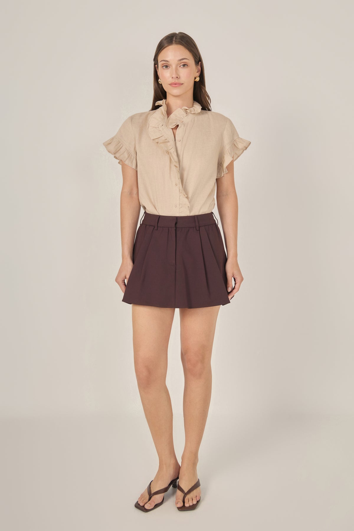 Linen Ruffle Shirt