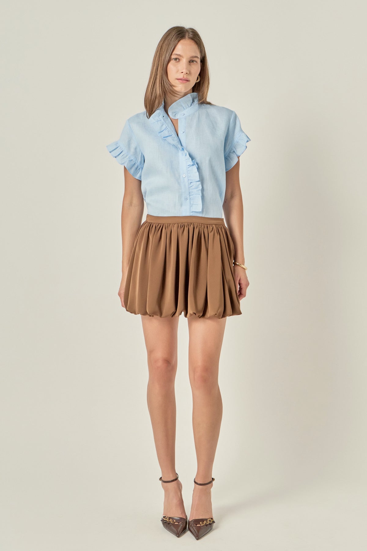 Linen Ruffle Shirt