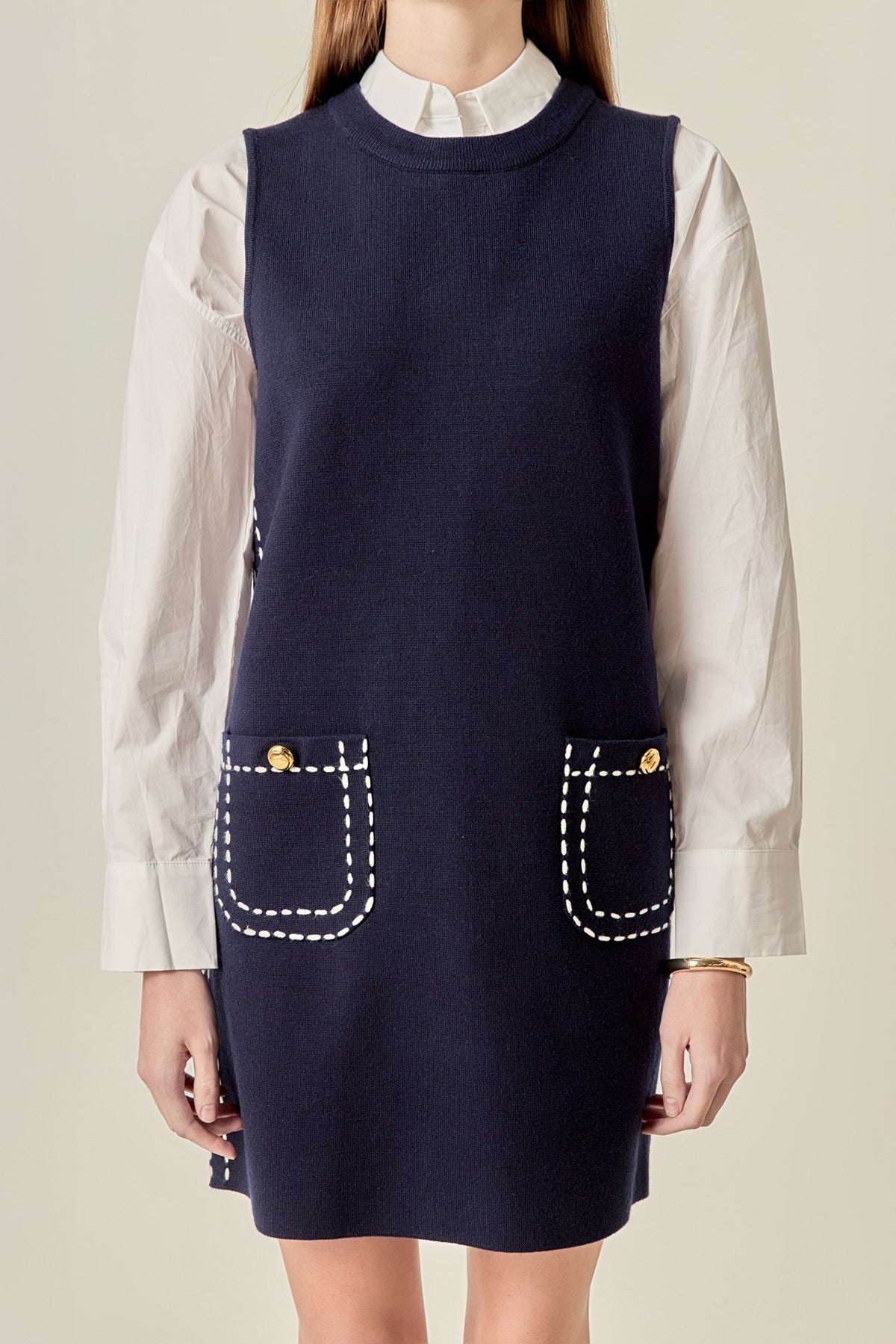 Stitch Detail Knit Mini Dress