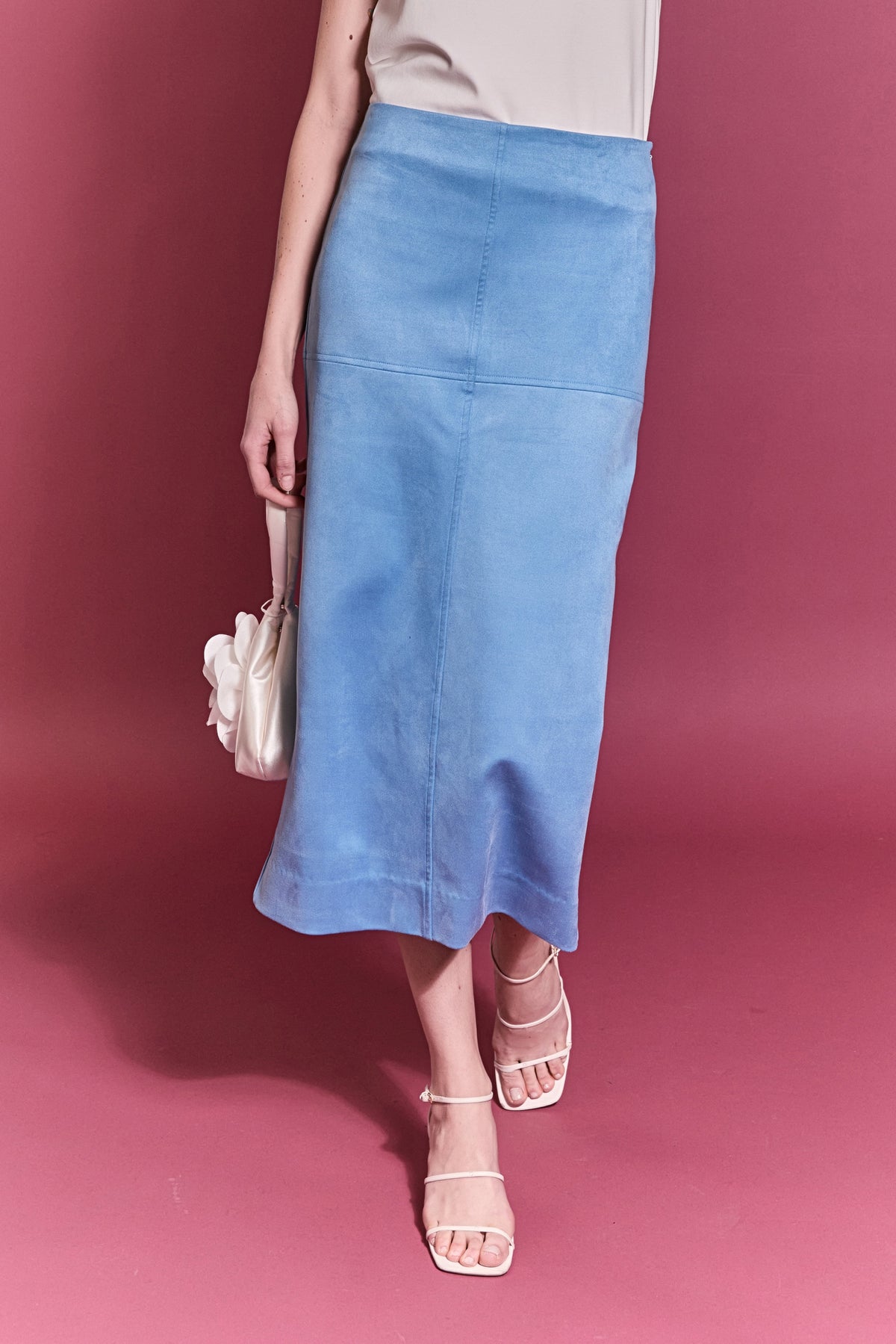 Faux Suede Midi Skirt