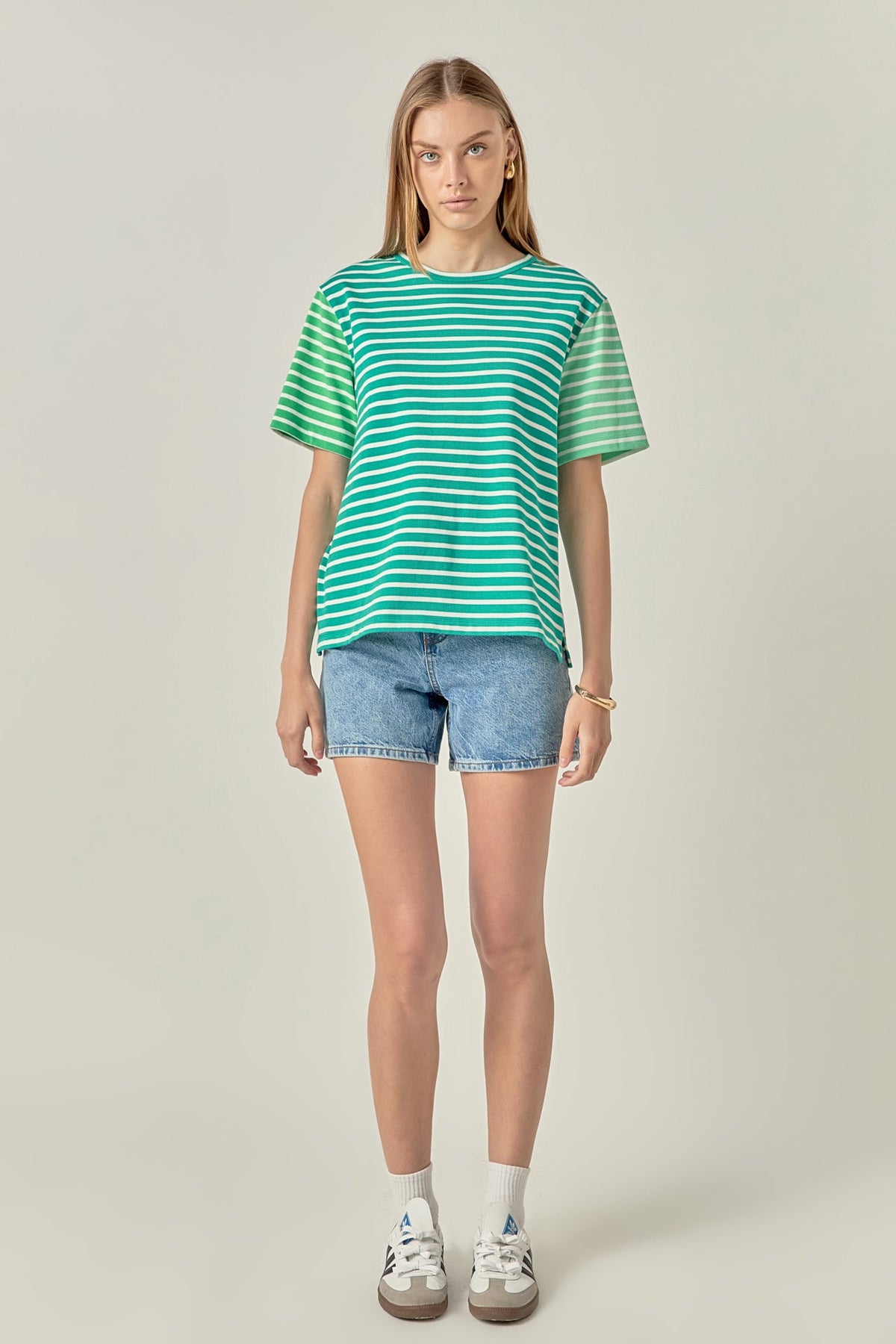 Stripe Color Block Short Sleeve Shirt