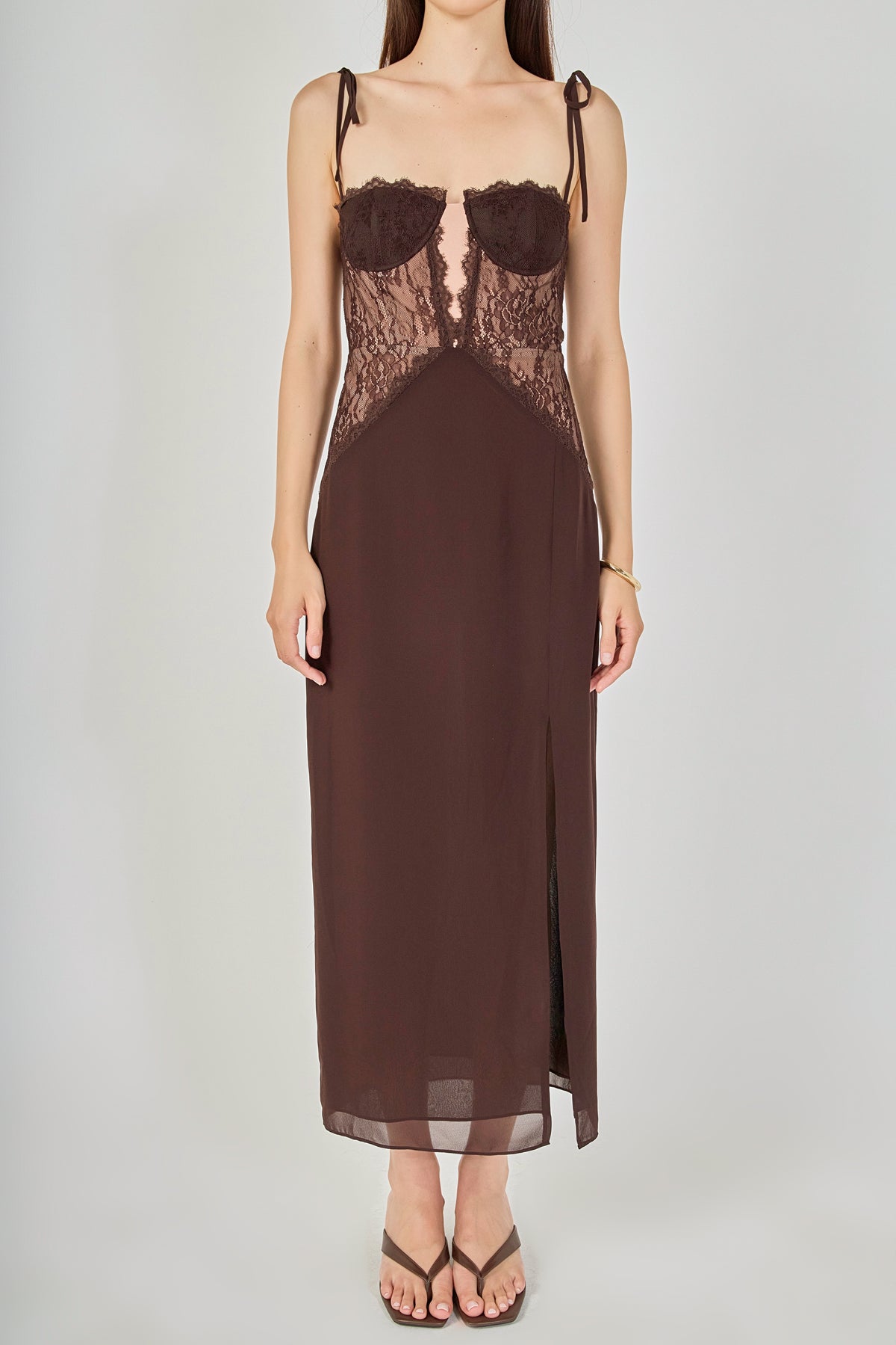 Lace See Through Midi Dress