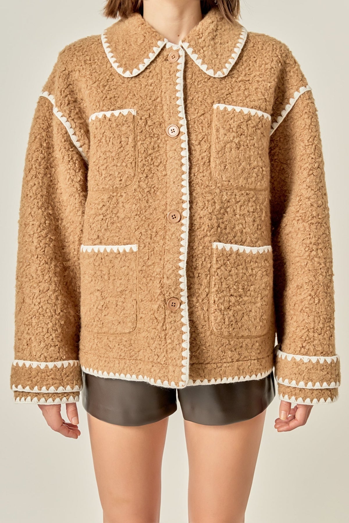 Embroidered Shearling Jacket