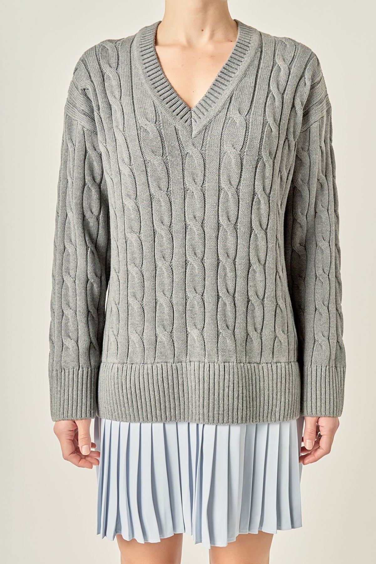 Cable Knit Pleated Mini Dress