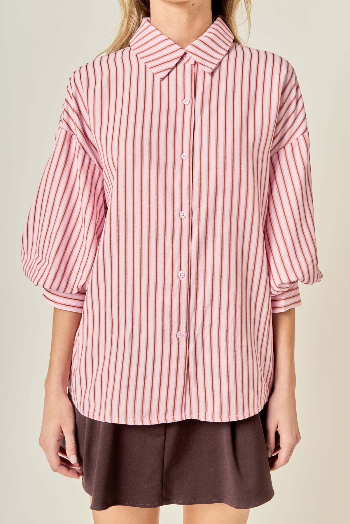 Striped Balloon Sleeve Shirt