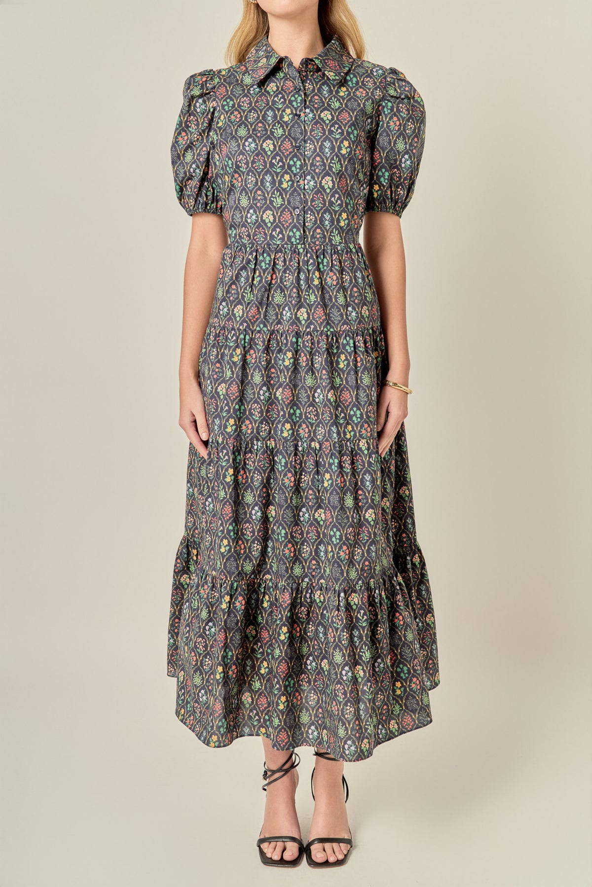 Print Button Up Maxi Dress