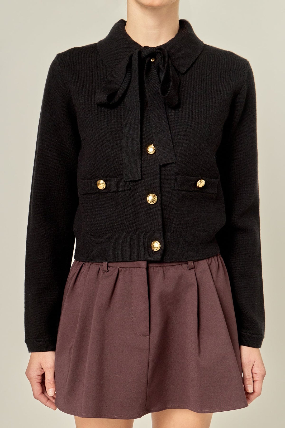 Detachable Bow Cardigan