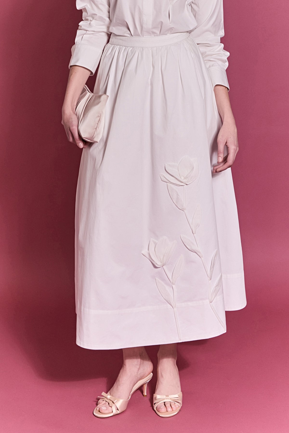 Appliqued Accent Midi Skirt