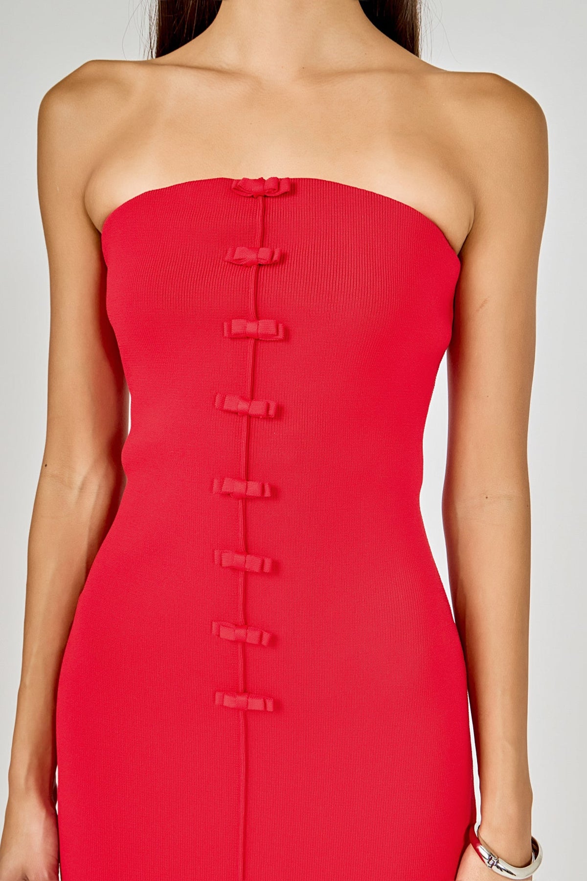 Lola Bow Accent Tube Midi Dress