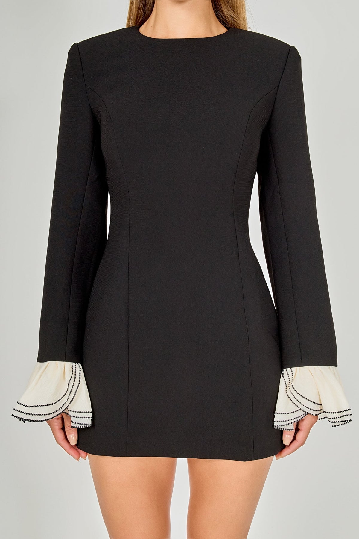 Ruffle Detailed Long Sleeve Mini Dress