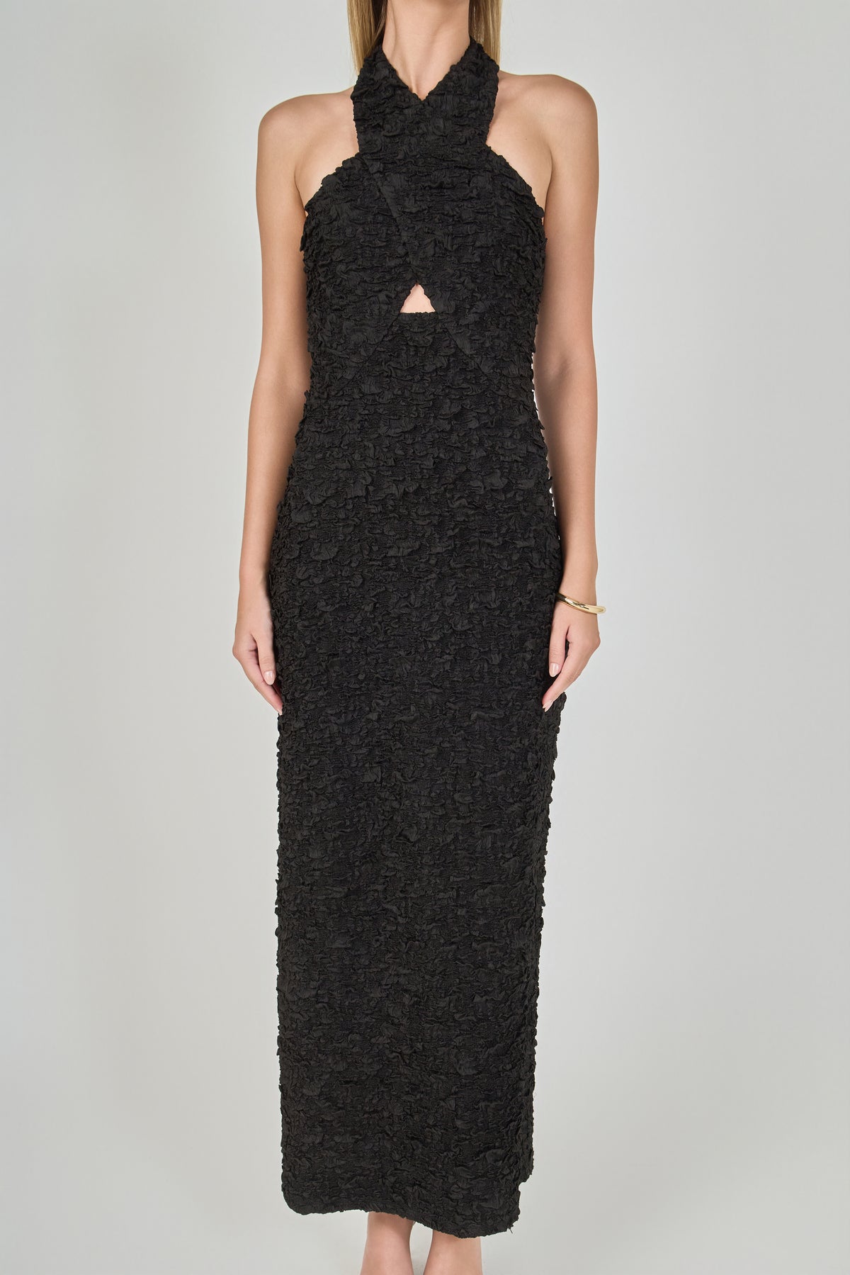 Stretchy Halter Neck Midi Dress