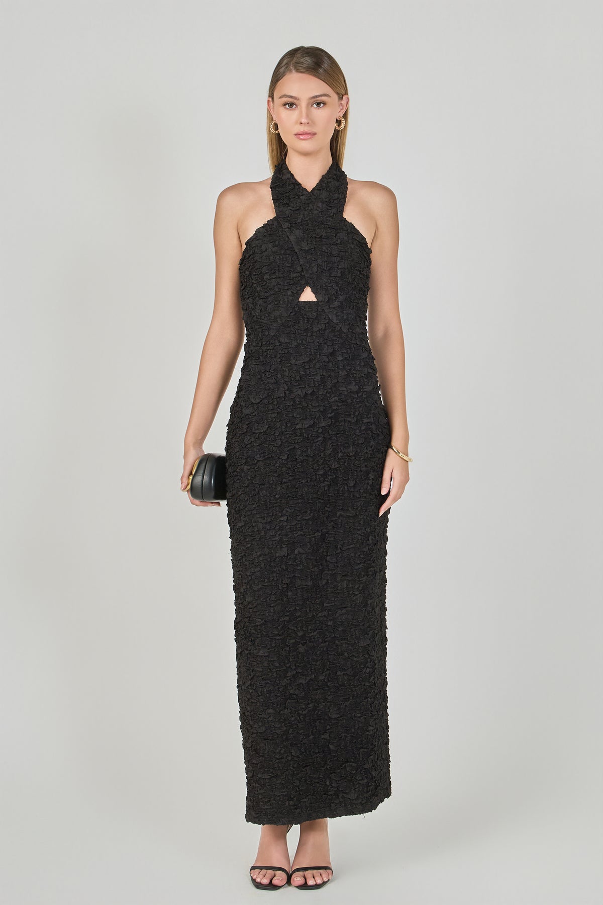 Stretchy Halter Neck Midi Dress