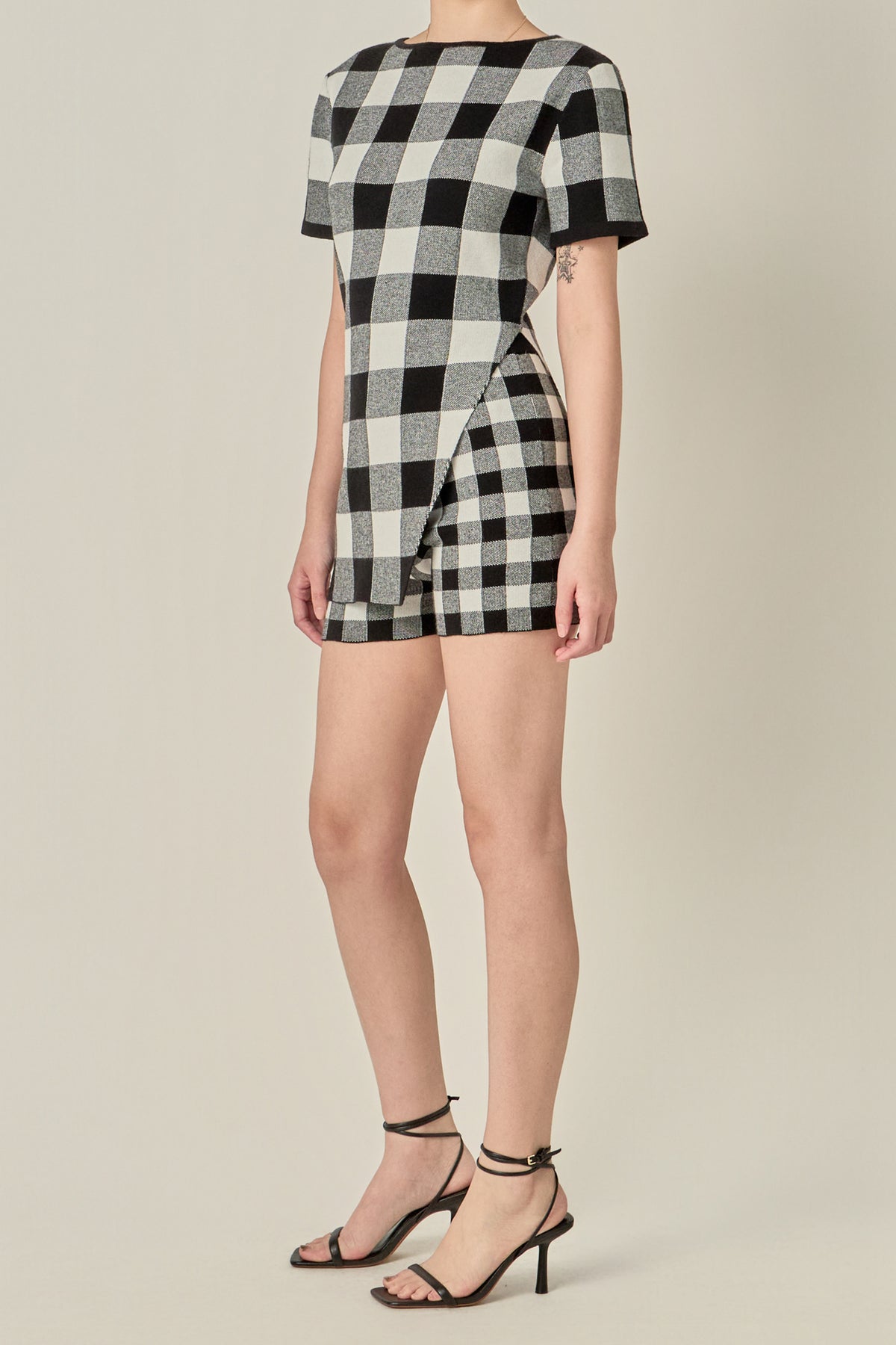 Knitted Gingham Shorts