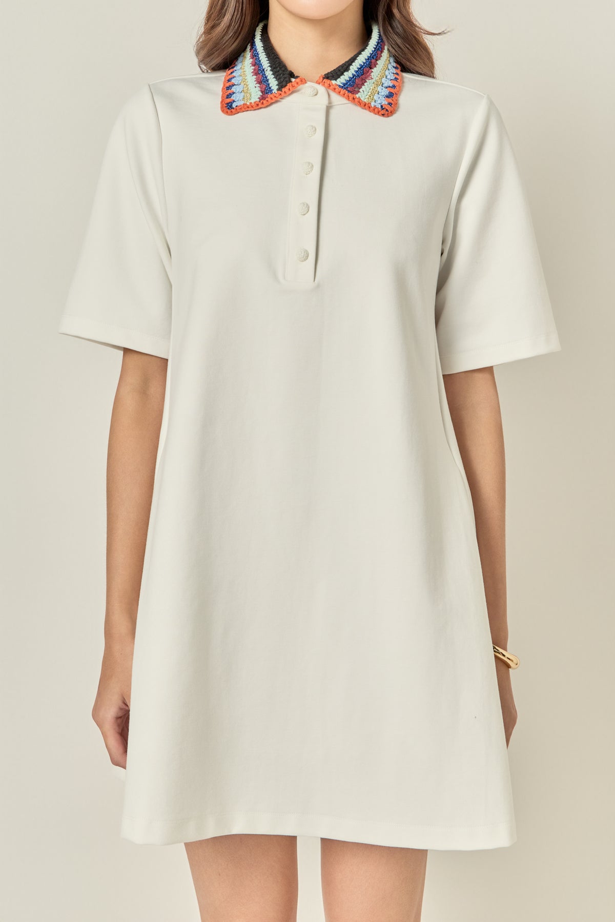 Knitted Collar A-Line Shirt Dress