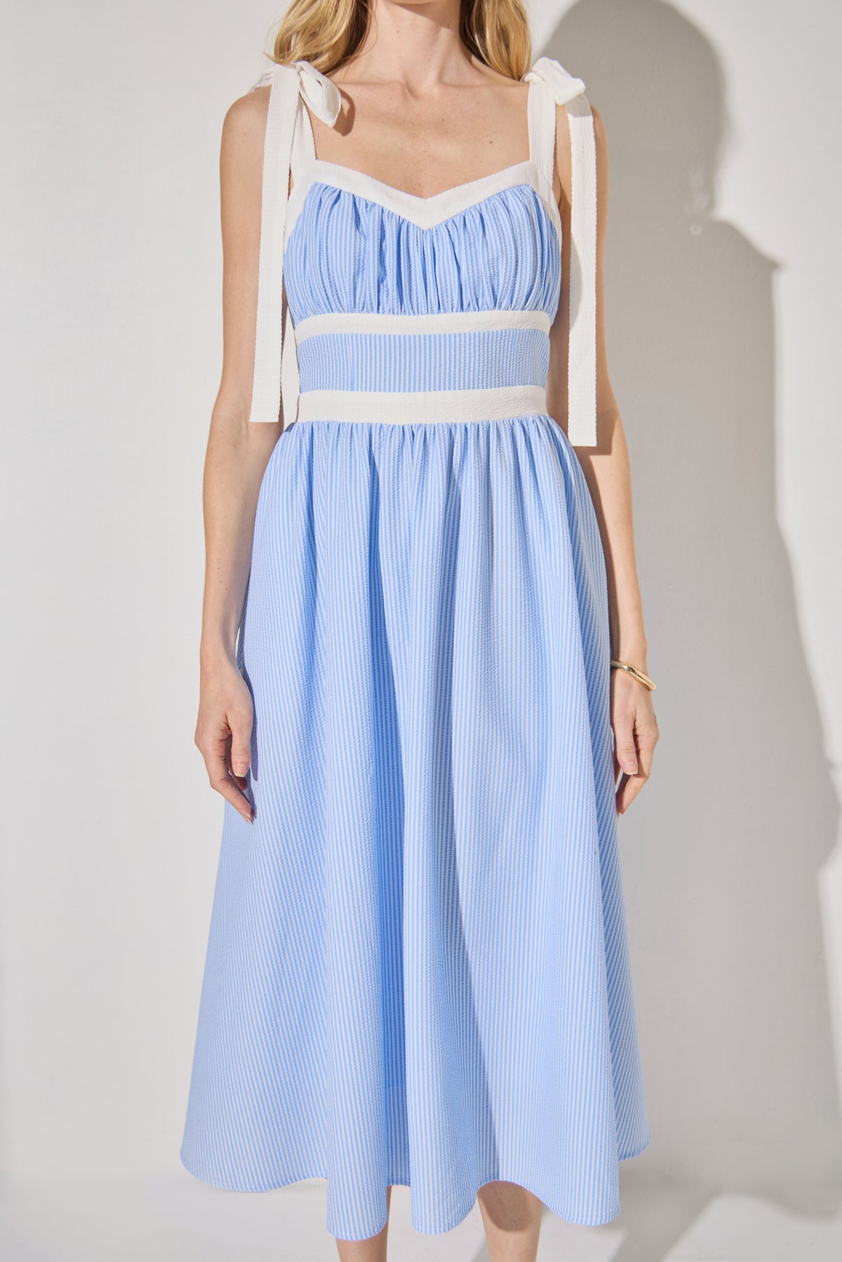Seersucker Combo Midi Dress