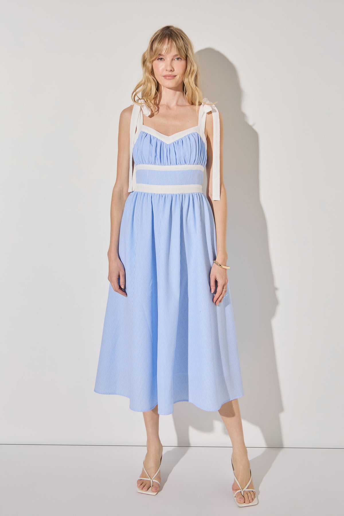 Seersucker Combo Midi Dress