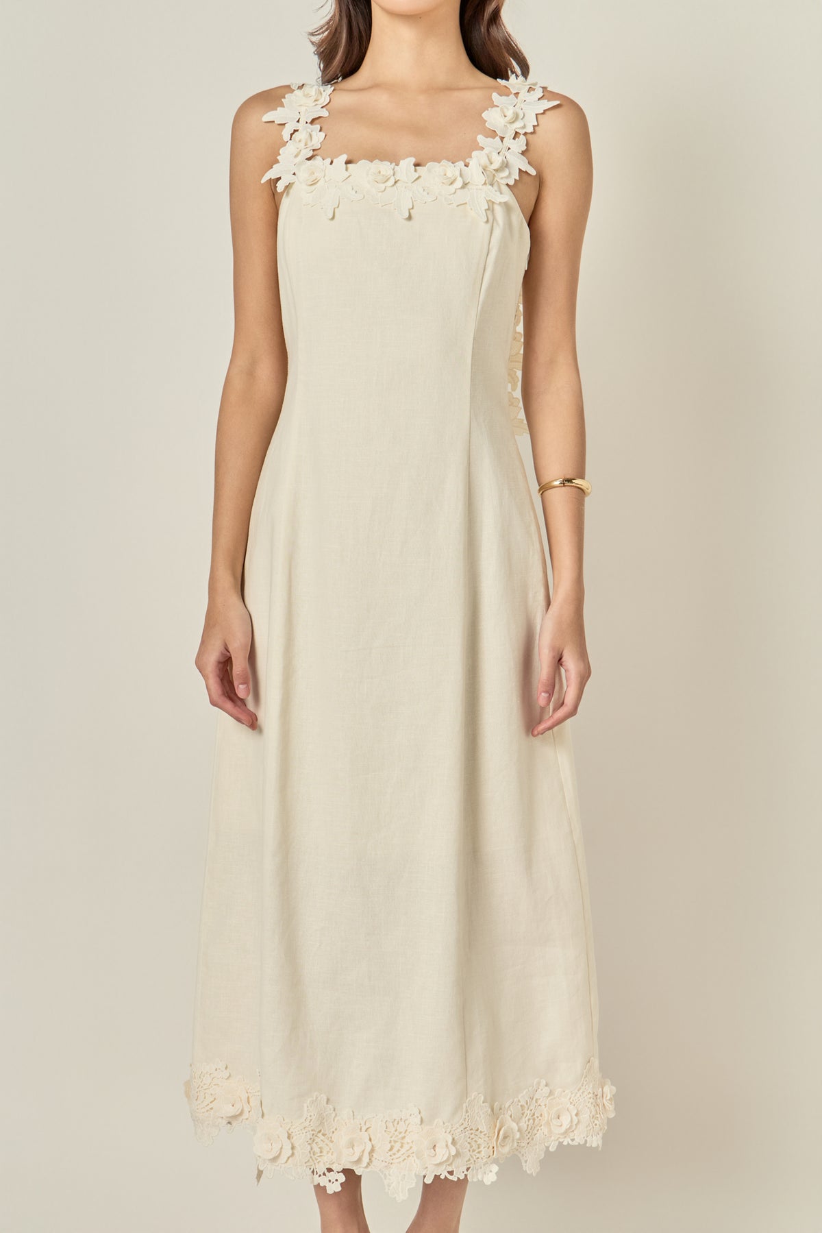 Flower Strap Detail Midi Dress