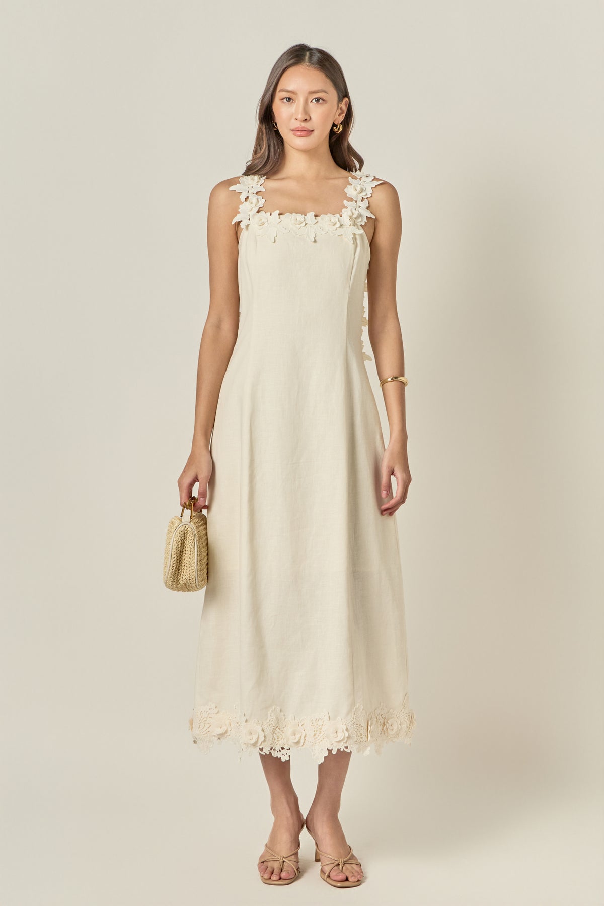 Flower Strap Detail Midi Dress