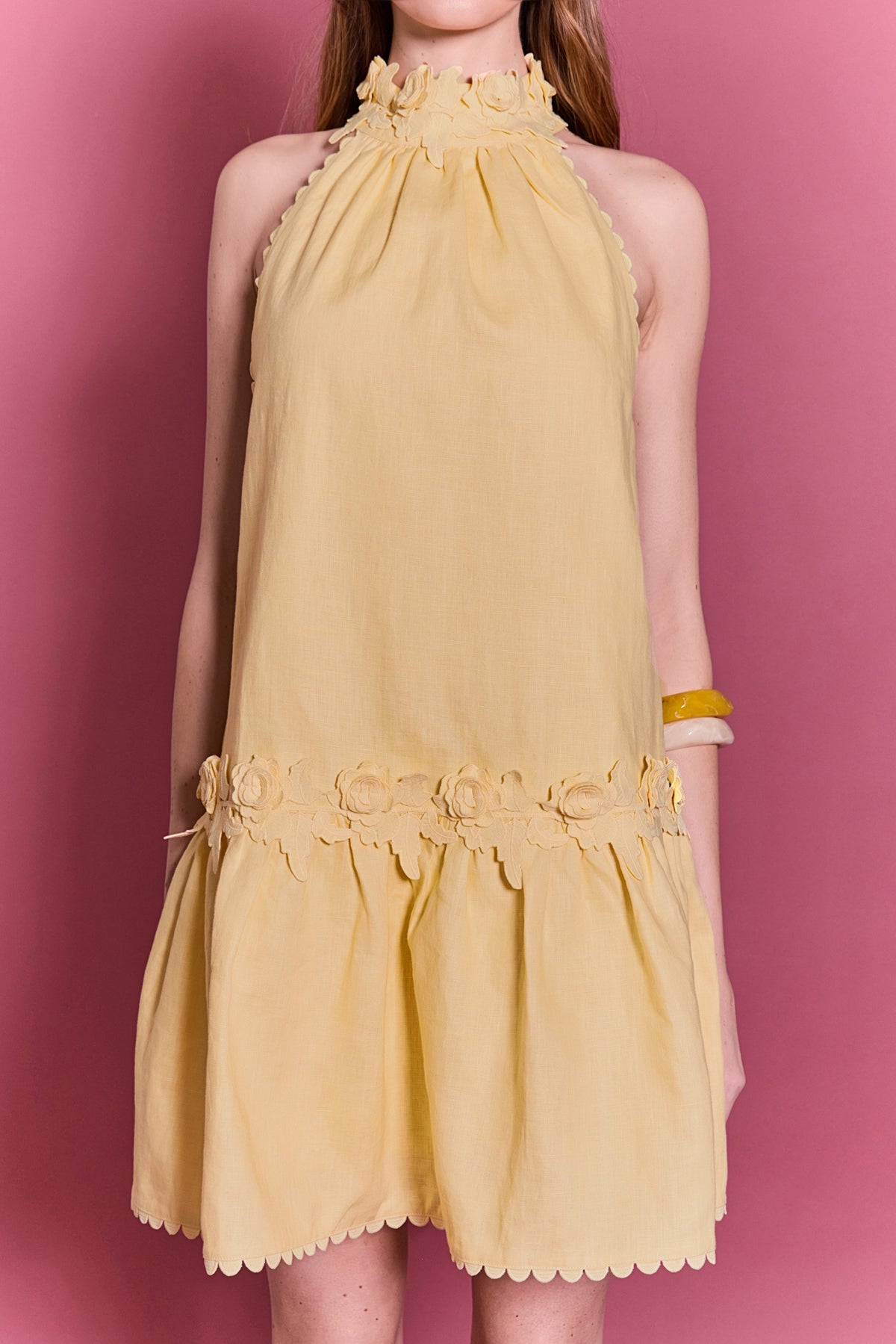 Halter Flower Detail Mini Dress