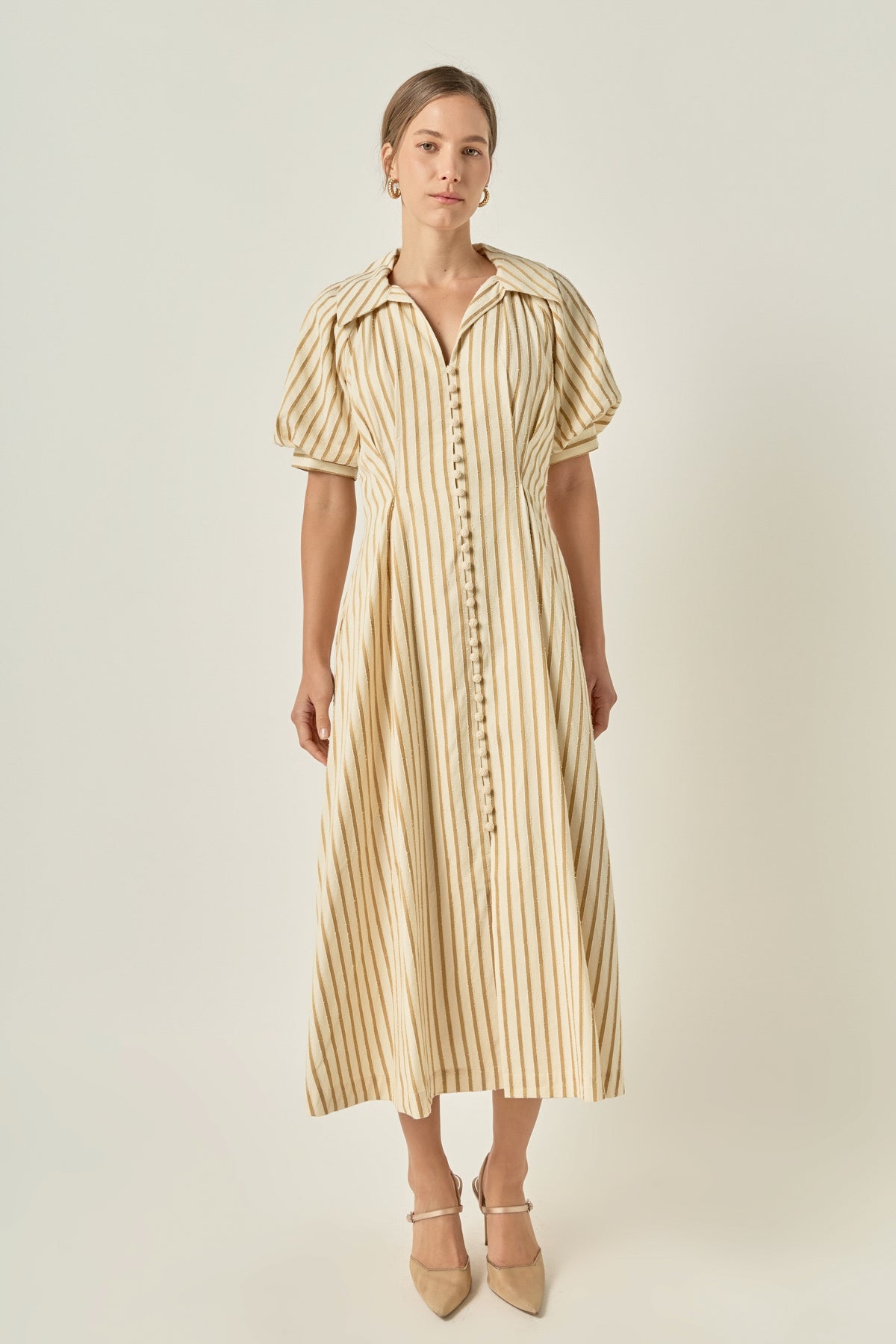Fit and Flare Stripe Midi Dress