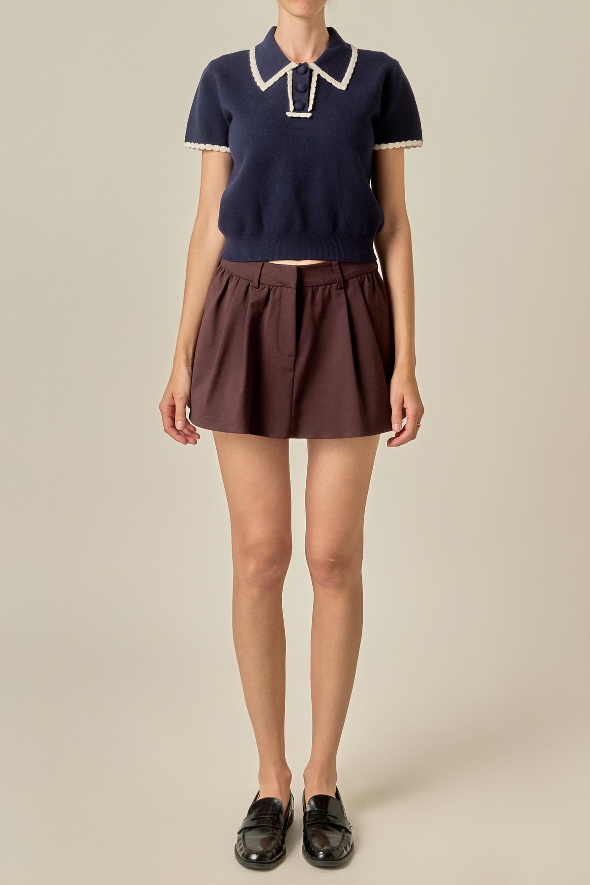 Scallop Trim Sweater Polo
