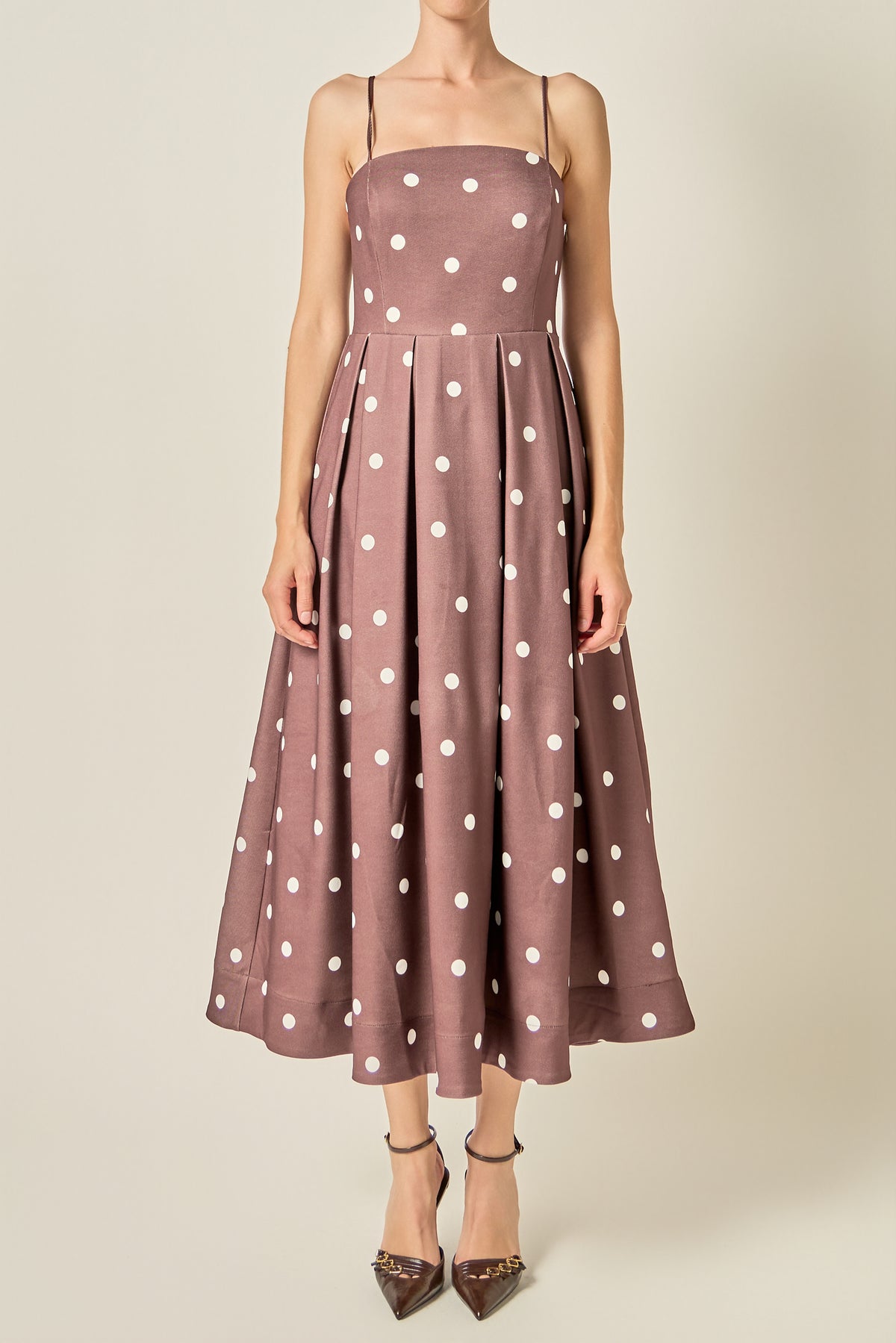 Polka Dot Fit & Flare Midi Dress