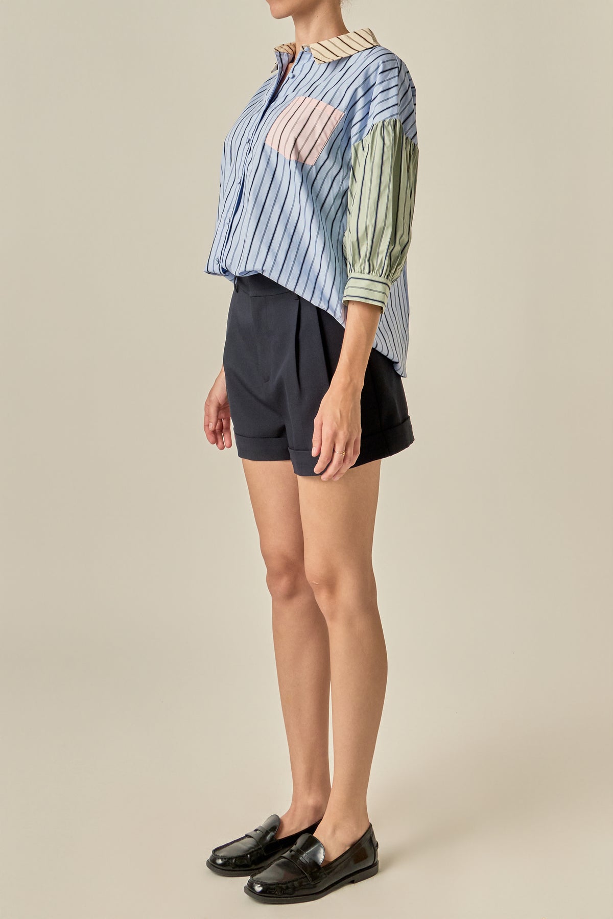 Mixed Stripe Colorblock Shirt