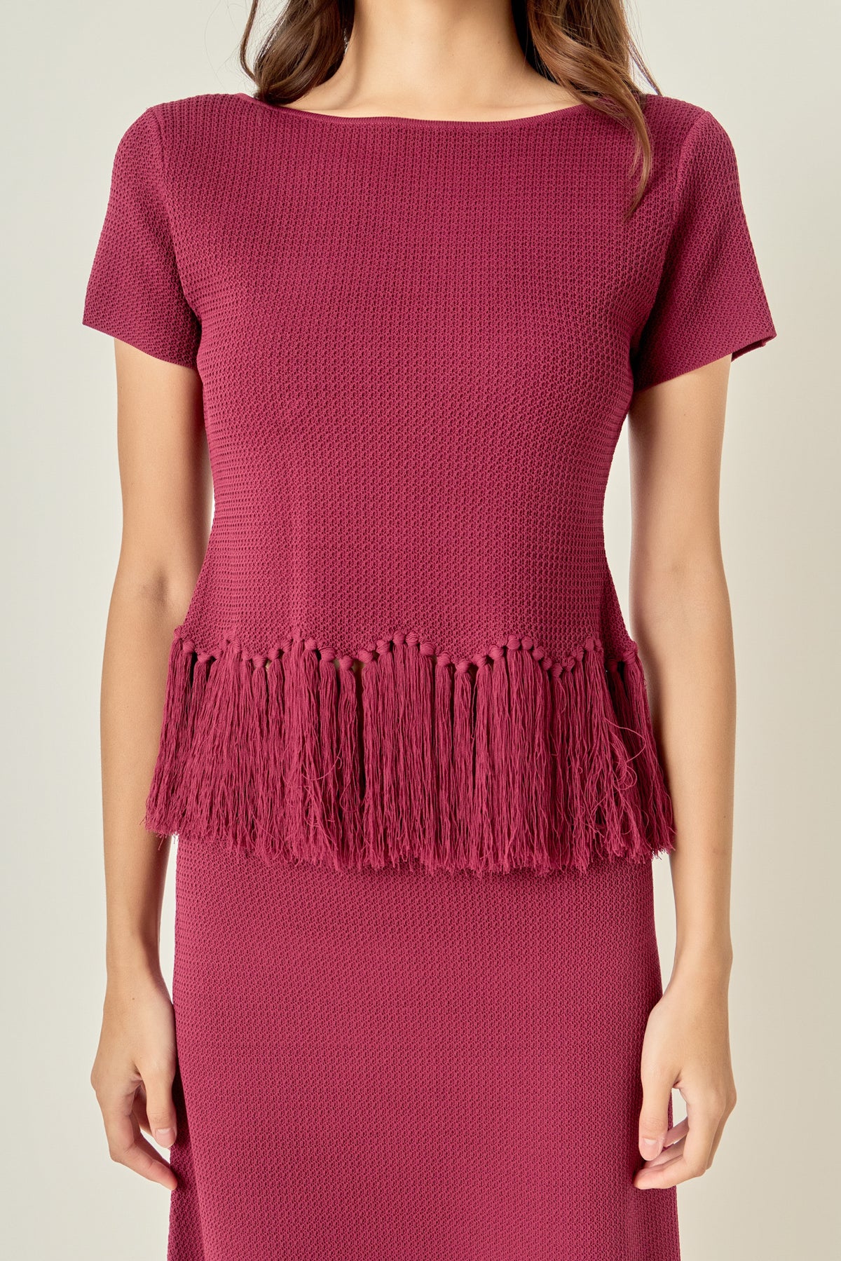 Fringe Hem Knit Top