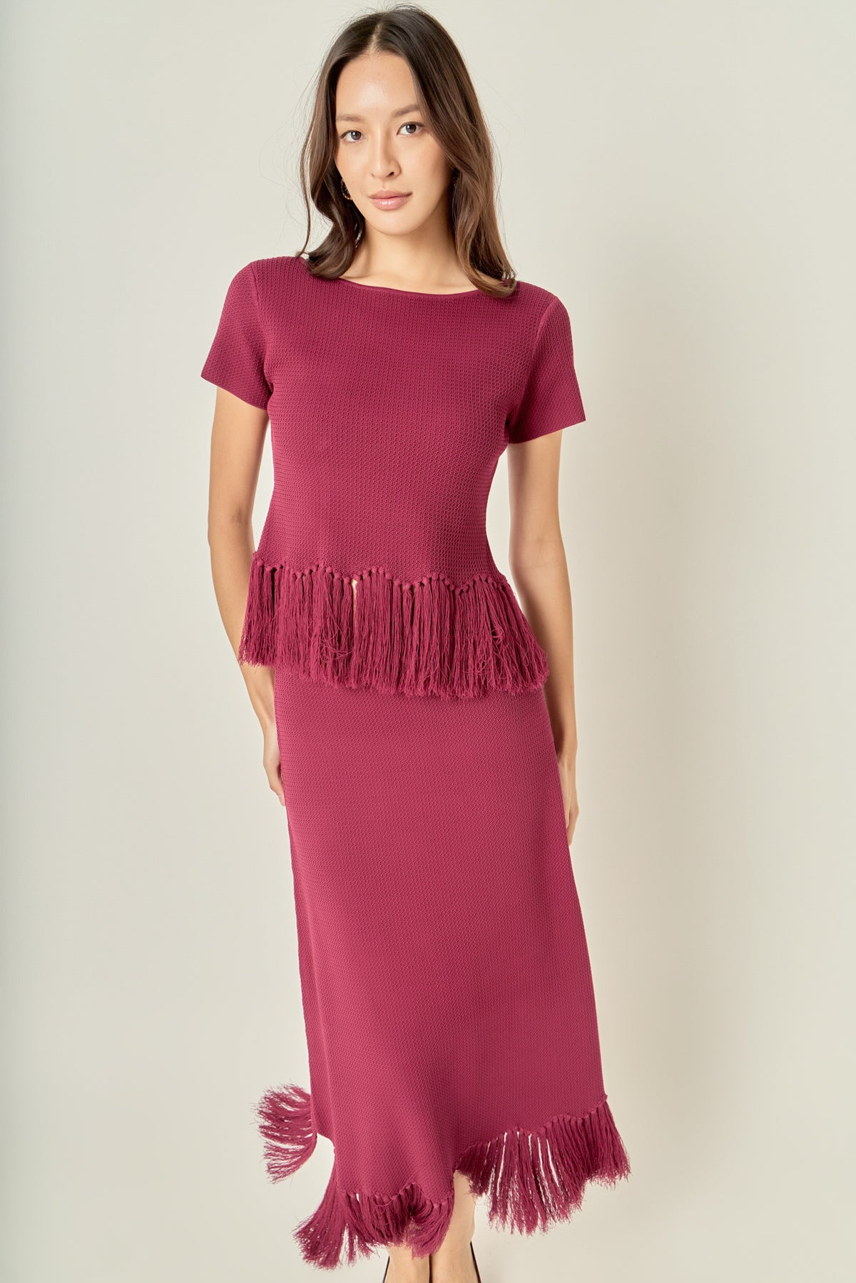 Fringe Hem Knit Top