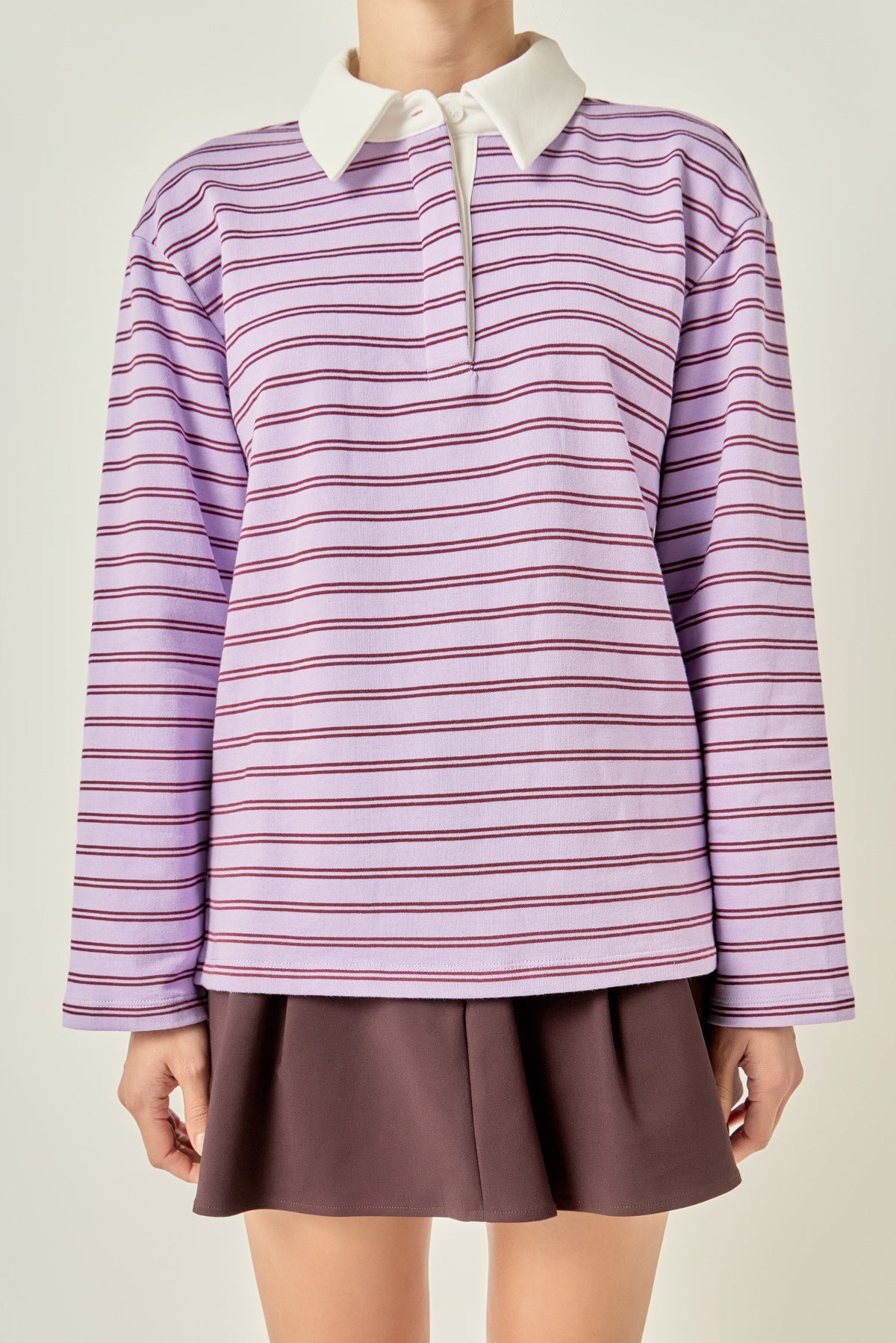 Striped Polo Knit Top